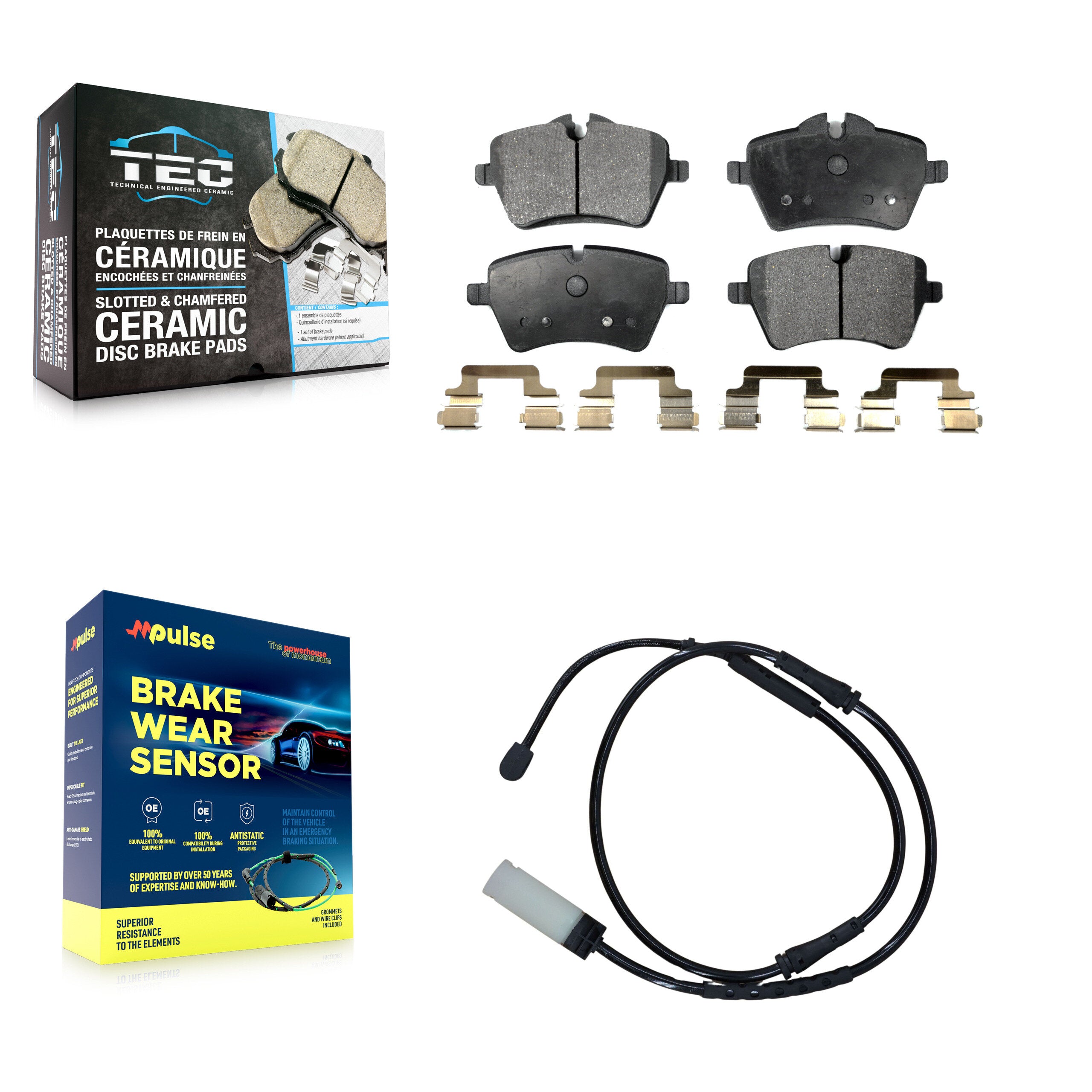 Front Ceramic Disc Brake Pads Wear Sensor Kit For Mini Cooper Countryman Paceman