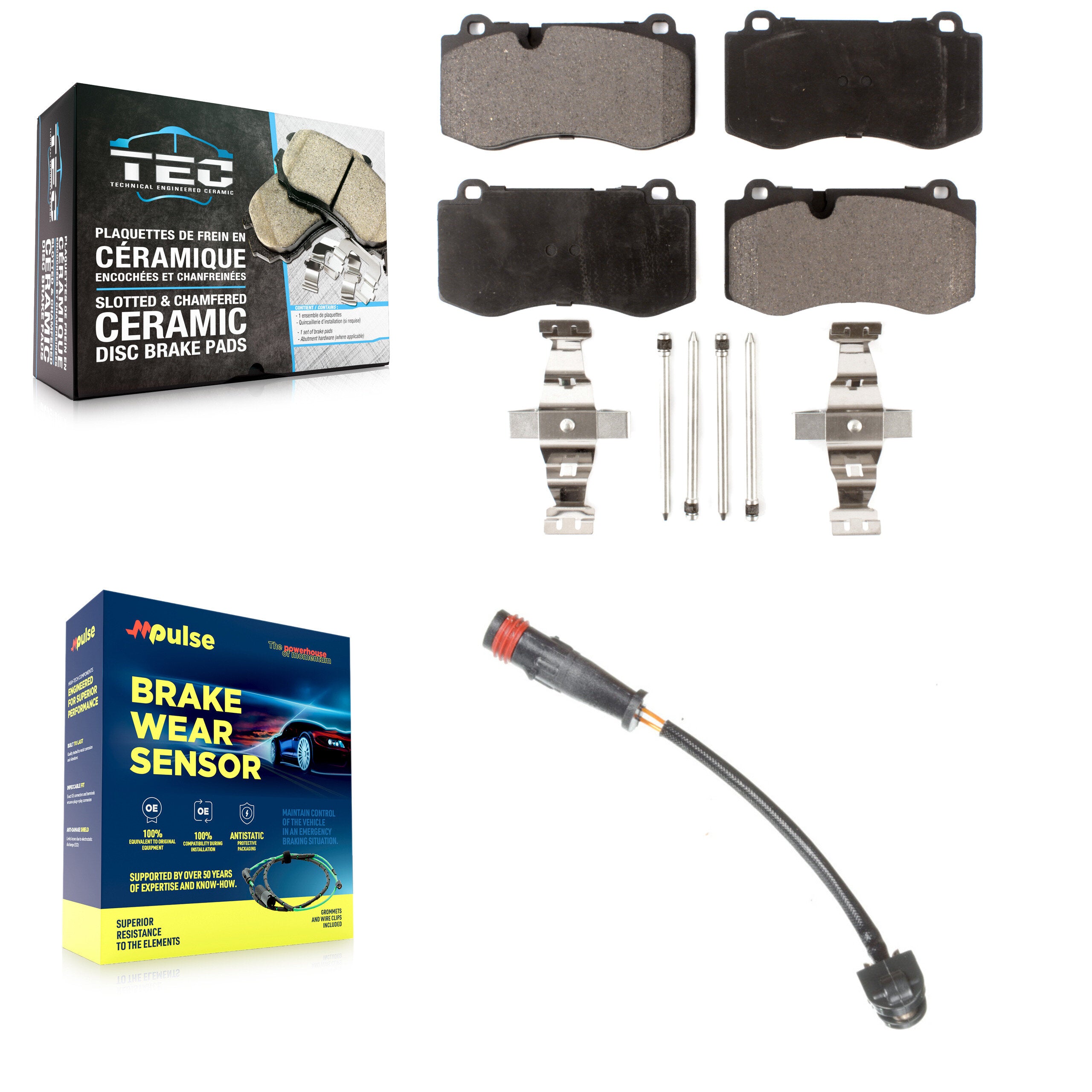 Front Ceramic Brake Pad & Wear Sensor Kit For Mercedes-Benz S550 S450 CL550 S400