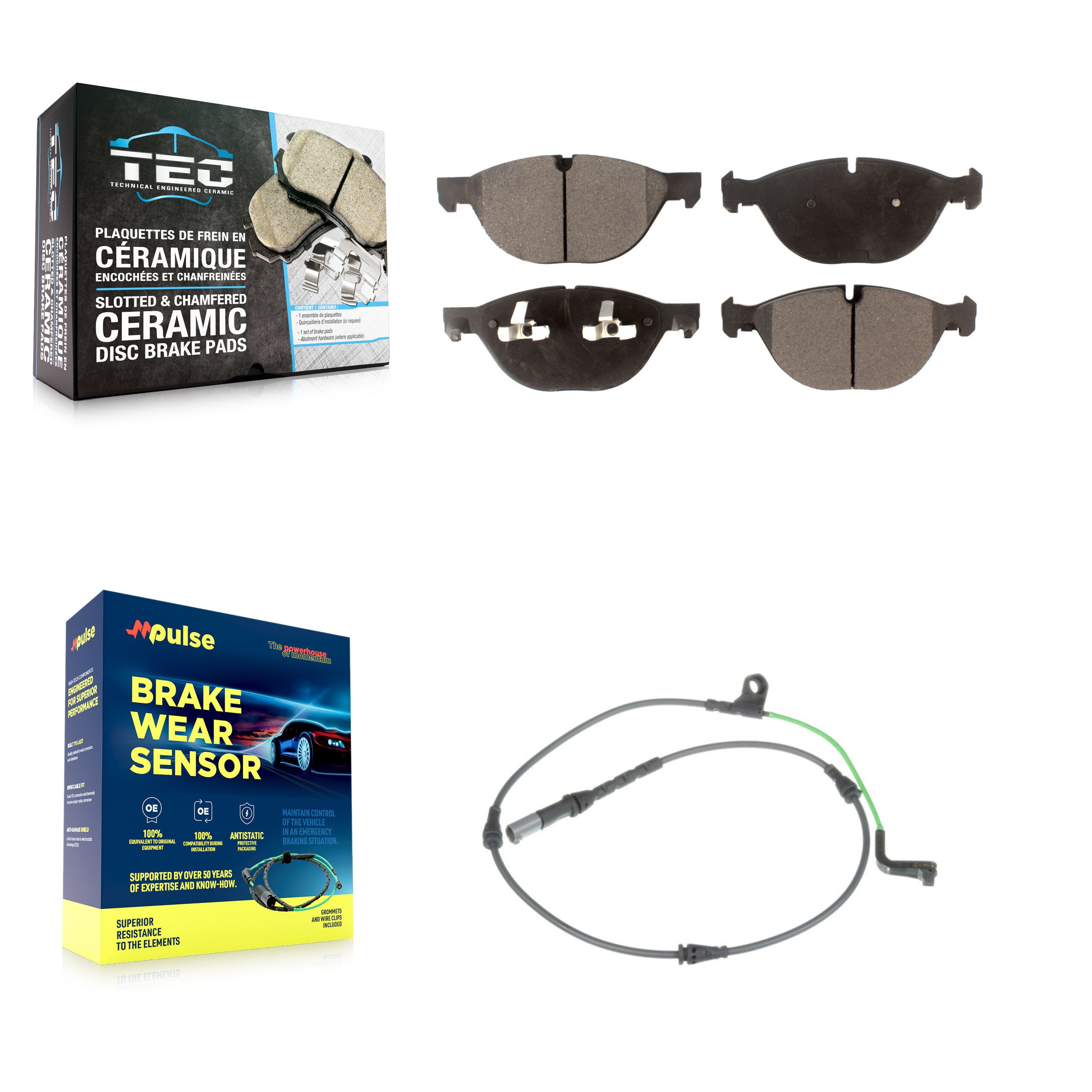 Front Ceramic Disc Brake Pads And Wear Sensor Kit For BMW X6 xDrive50i with 4.4L