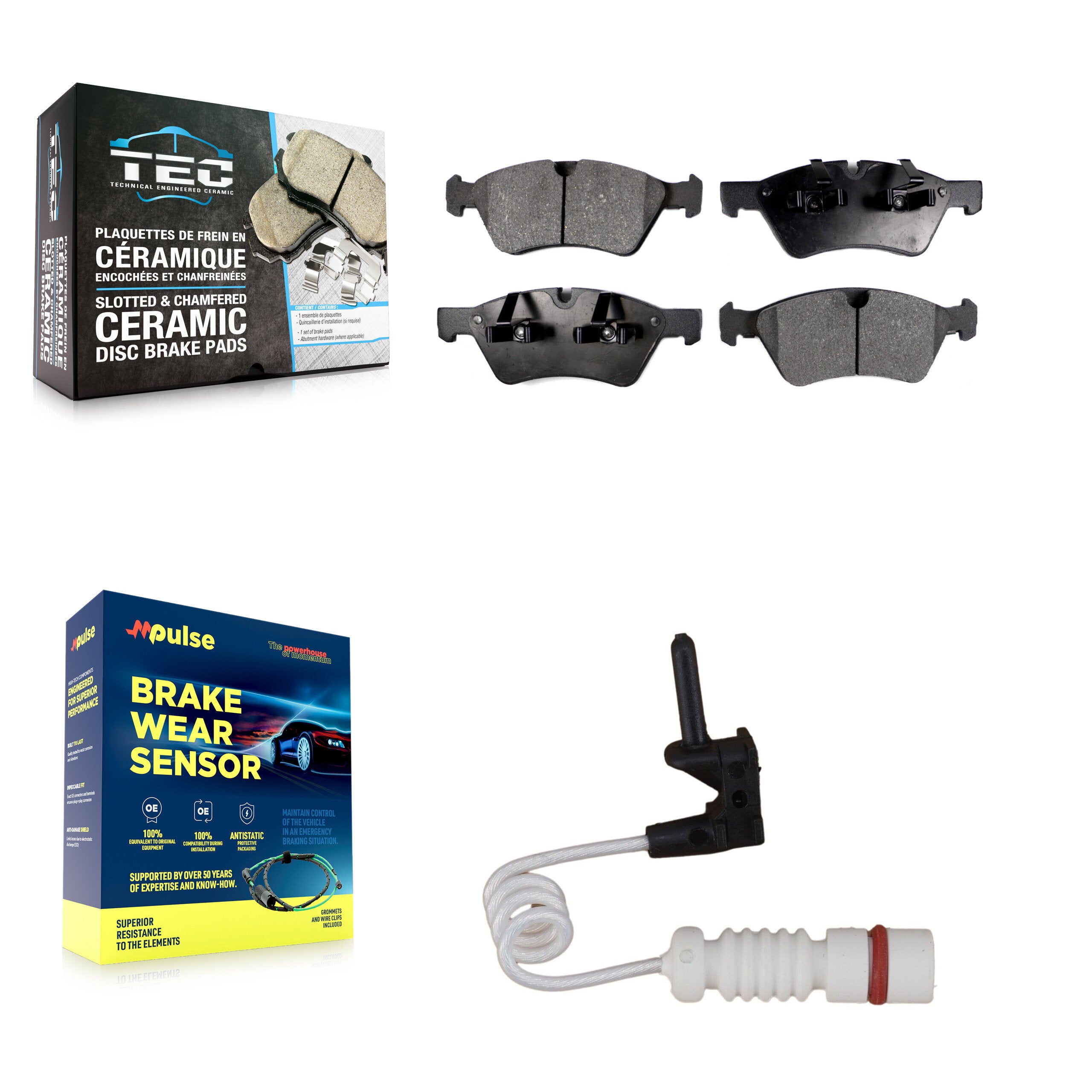 Front Ceramic Brake Pad Wear Sensor Kit For 2008 Mercedes-Benz G55 AMG 5.0L 5.5L