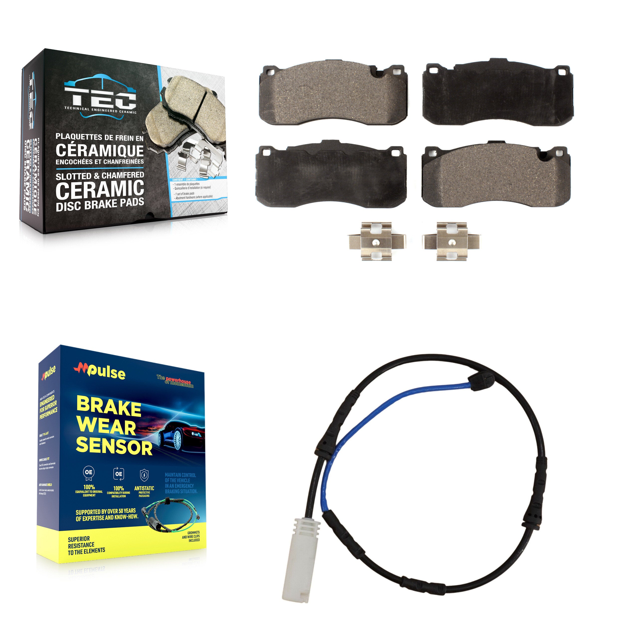 Front Ceramic Disc Brake Pads And Wear Sensors Kit For BMW 135i 135is 3.0L