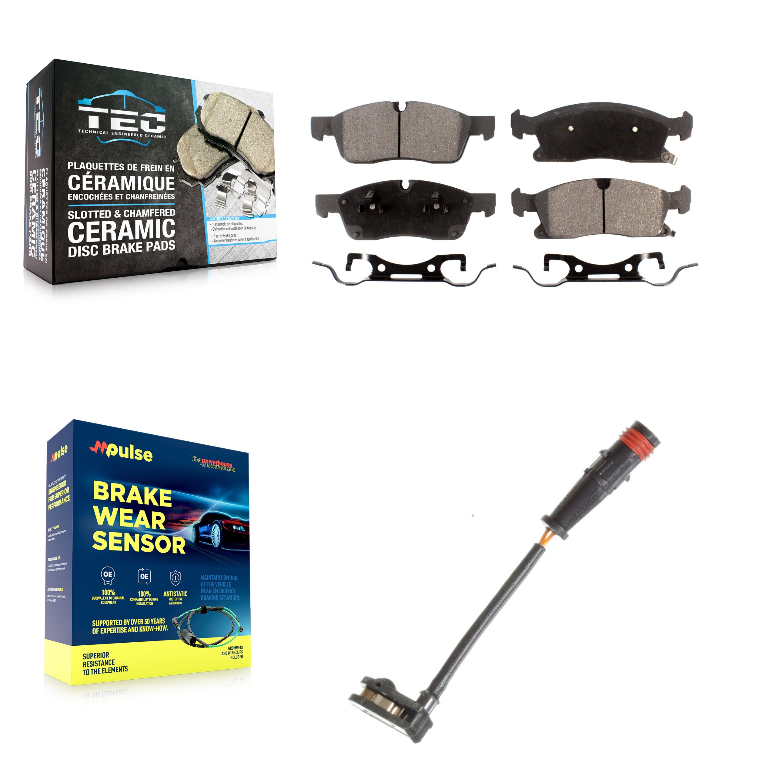 Front Ceramic Brake Pads & Wear Sensor Kit For Mercedes-Benz ML350 GLE350 GLE400