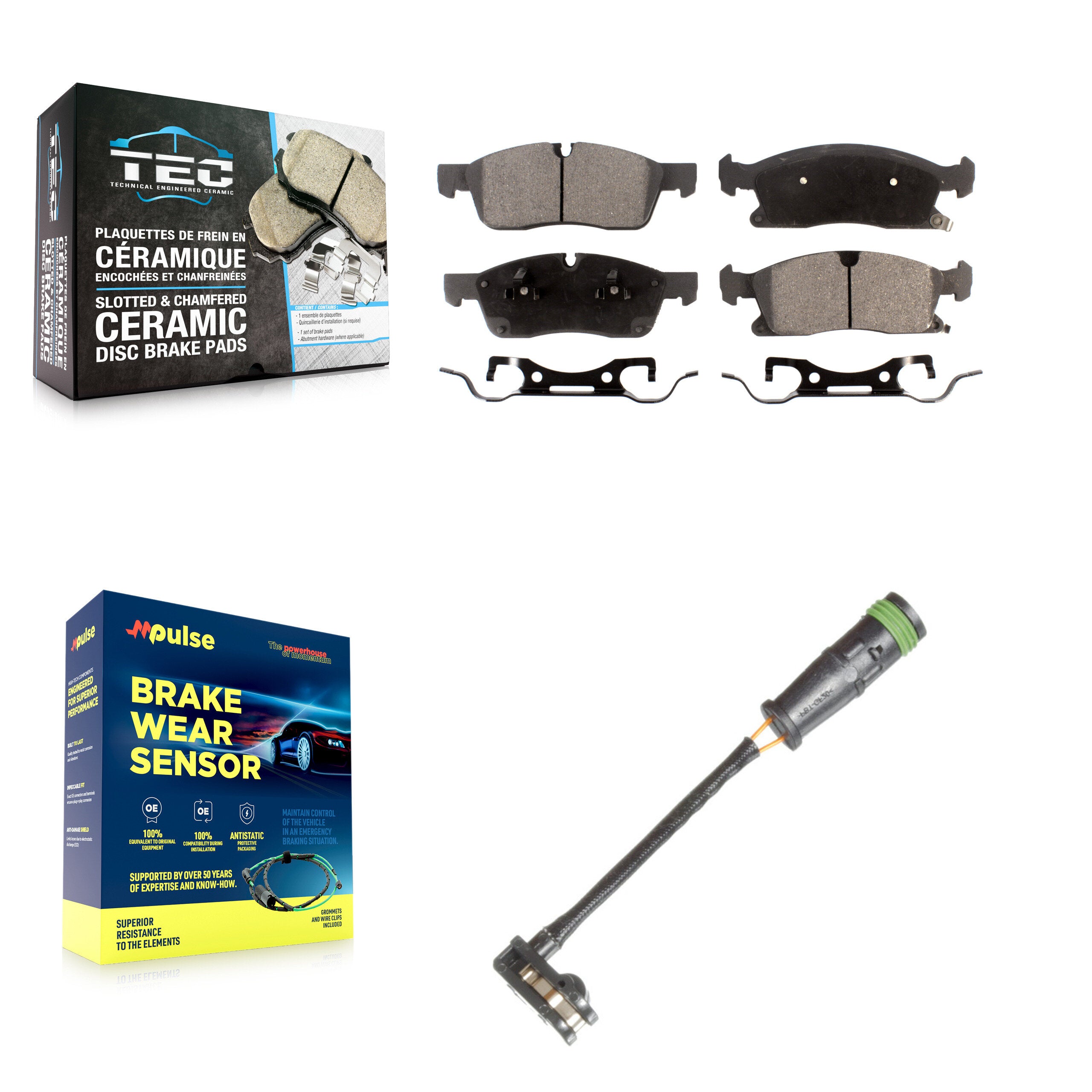 Front Ceramic Brake Pads & Wear Sensor Kit For Mercedes-Benz GLE400 GL350 GLS450