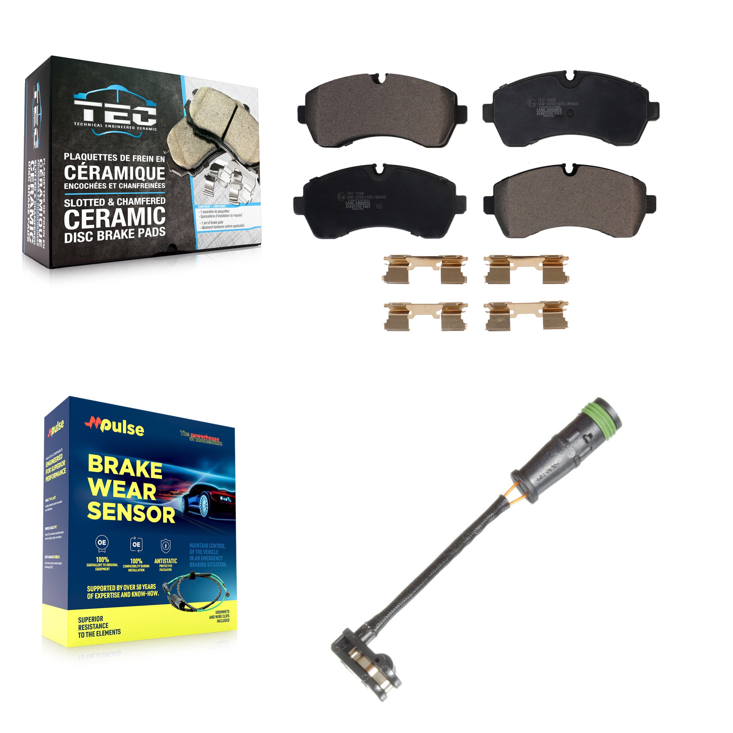 Front Ceramic Brake Pad And Wear Sensor Kit For Mercedes-Benz Sprinter 3500 2500