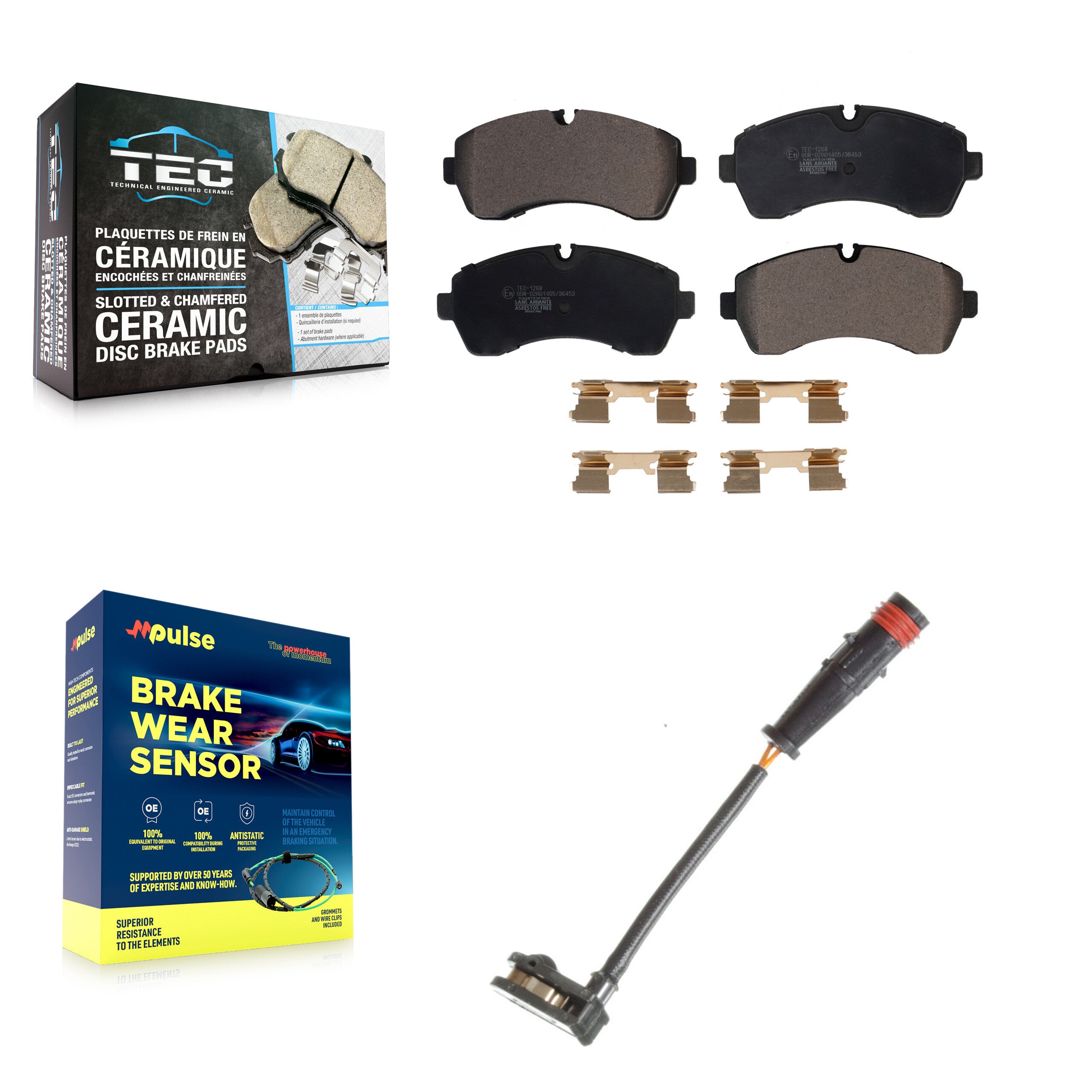 Front Ceramic Brake Pad And Wear Sensor Kit For Mercedes-Benz Sprinter 2500 3500