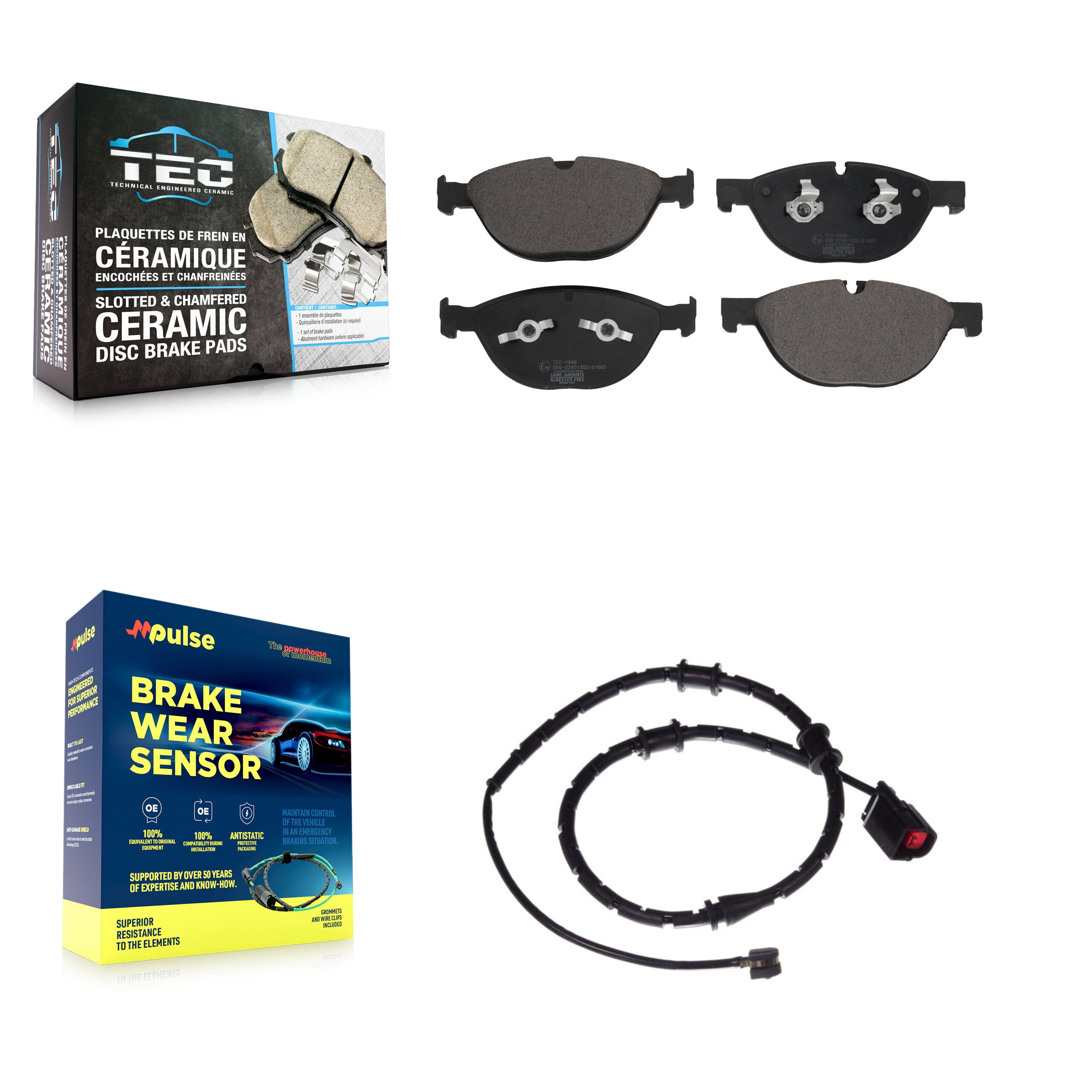 Front Ceramic Disc Brake Pads And Wear Sensors Kit For Jaguar XJ KTW-100225