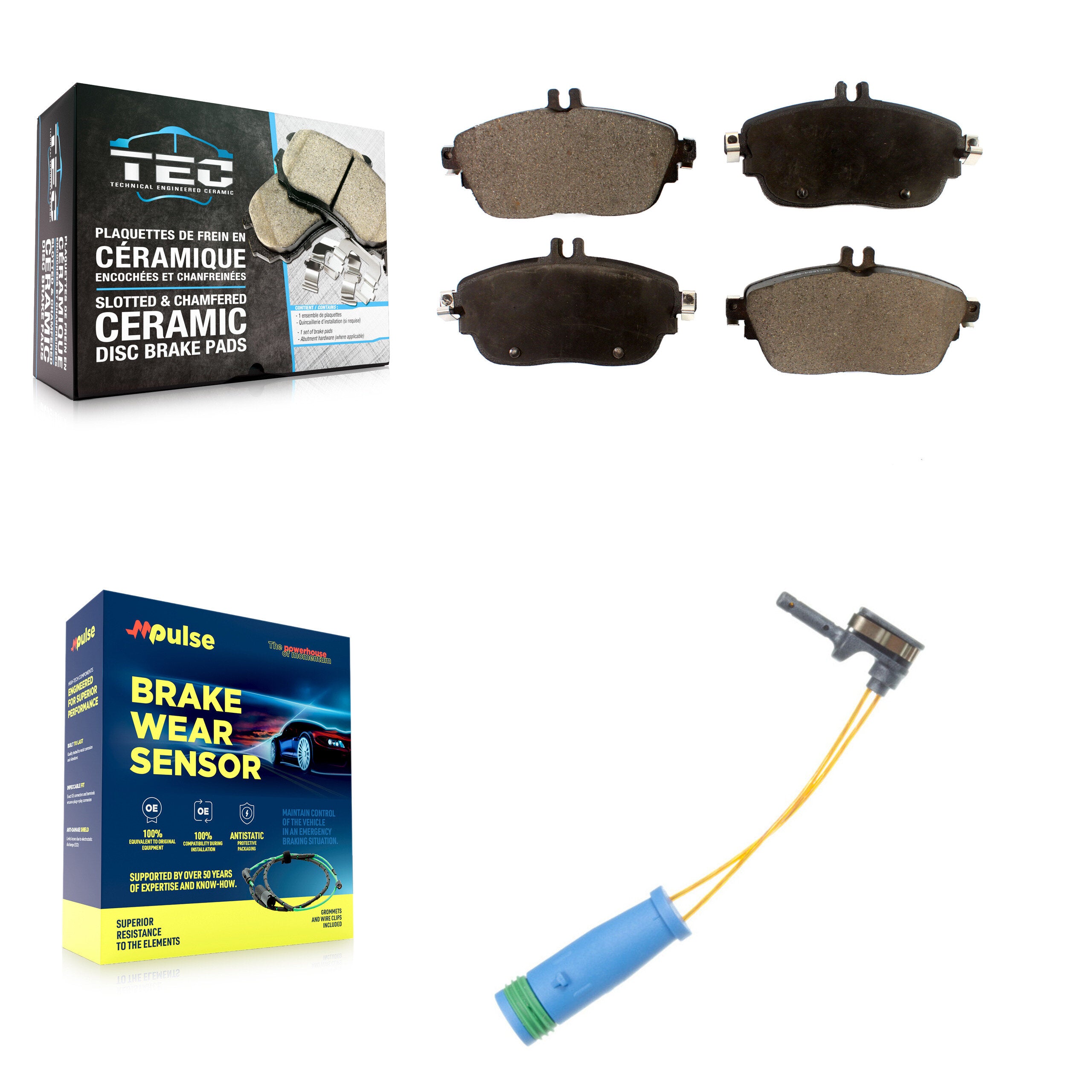 Front Ceramic Brake Pad & Wear Sensor Kit For Mercedes-Benz GLA250 CLA250 B250 B