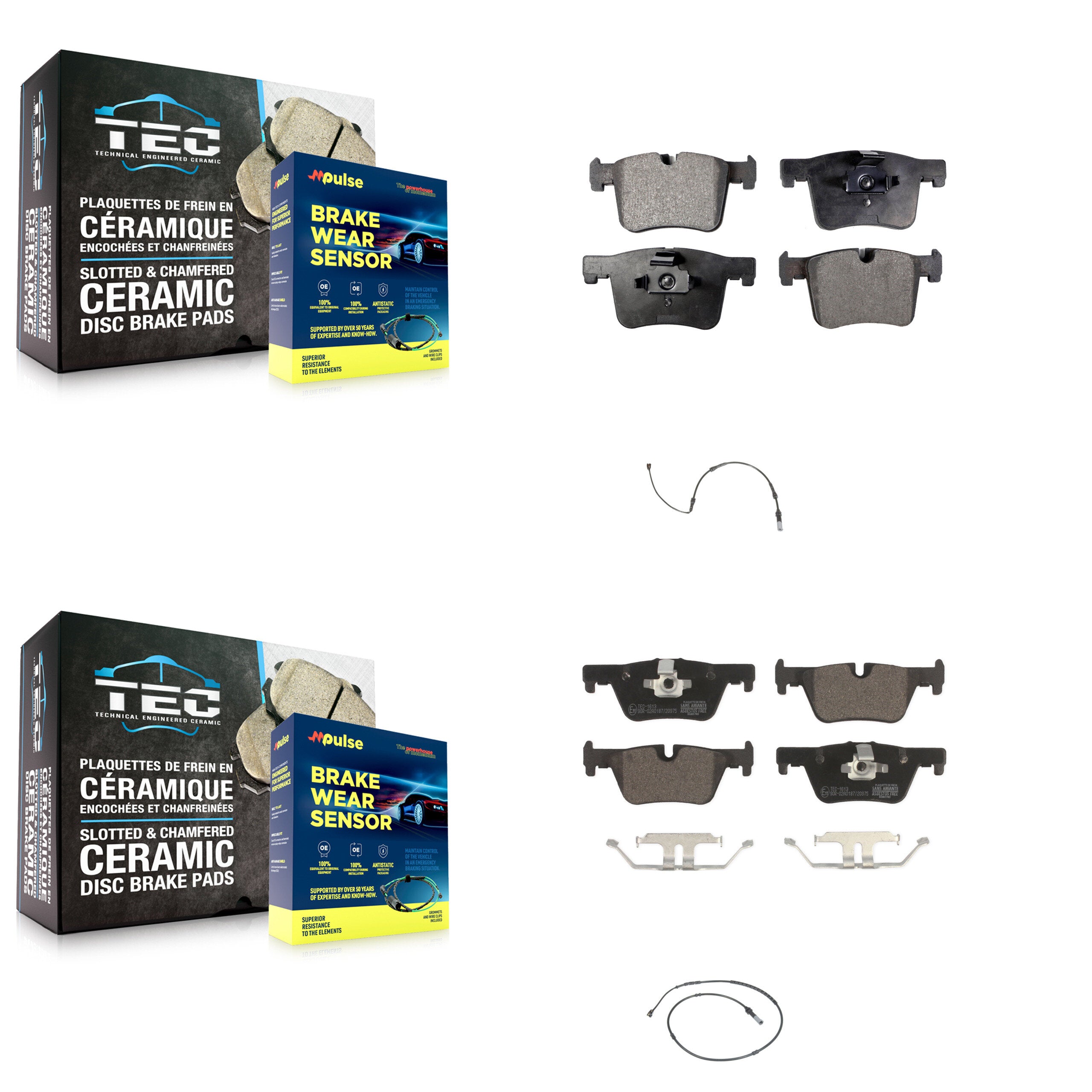Front Rear Ceramic Disc Brake Pads Wear Sensor Kit For BMW 320i xDrive 328d 2.0L