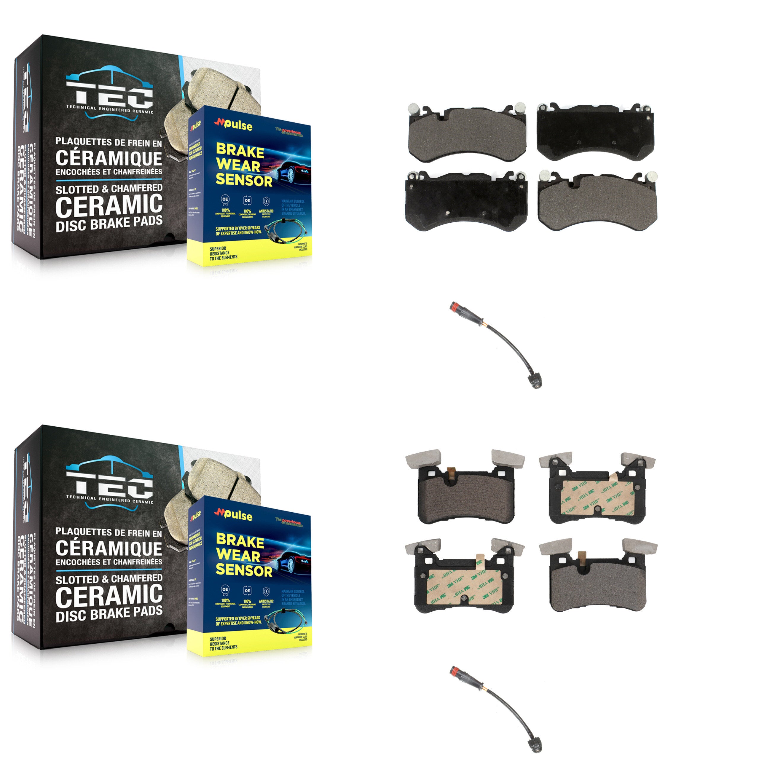 Front Rear Ceramic Brake Pad And Wear Sensor Kit For Mercedes-Benz C63 AMG E63 S