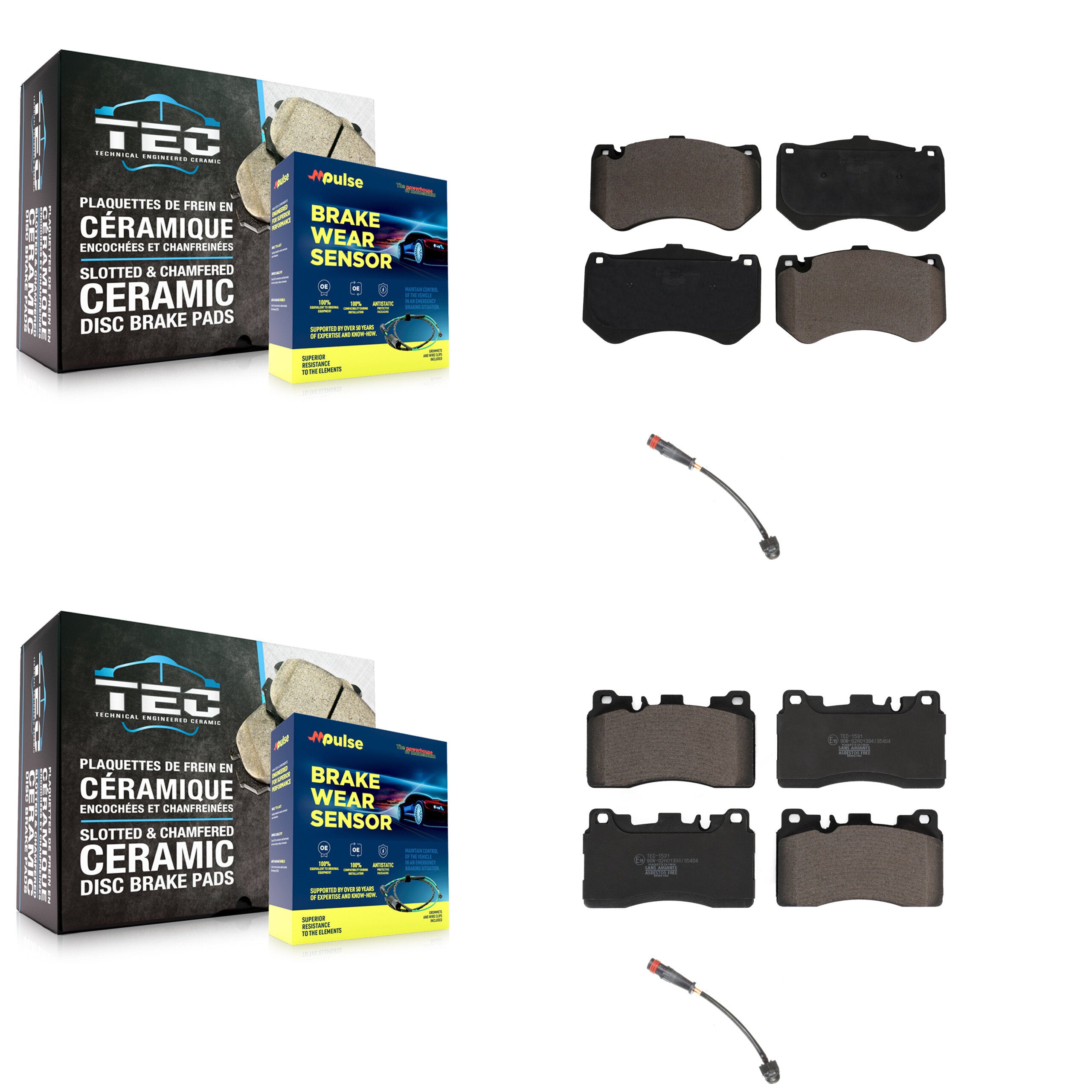 Front Rear Ceramic Brake Pad & Wear Sensor Kit For Mercedes-Benz E63 AMG S CLS63