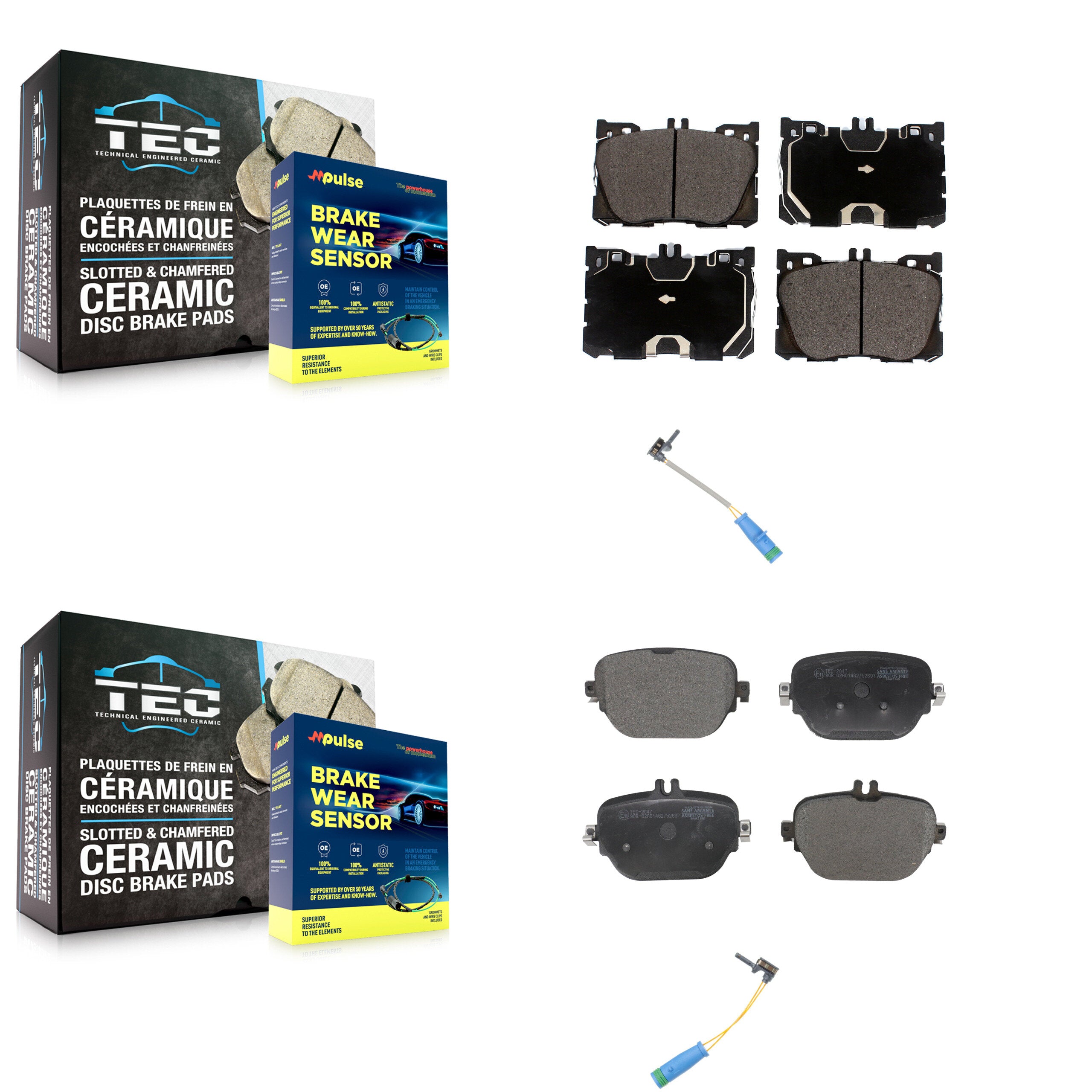 Front Rear Ceramic Disc Brake Pad Wear Sensor Kit For Mercedes-Benz E53 AMG 3.0L