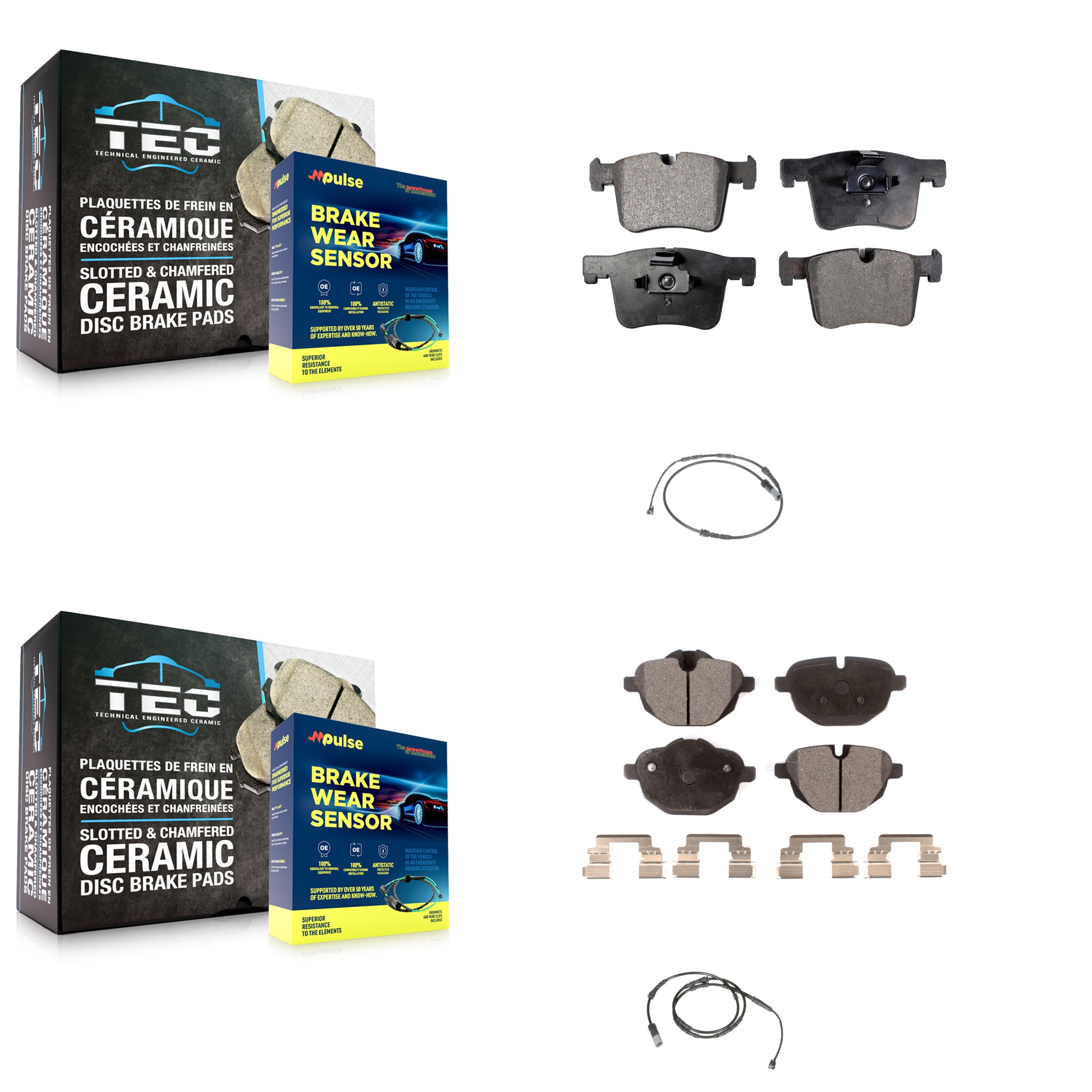 Front Rear Ceramic Disc Brake Pads And Wear Sensors Kit For BMW X3 X4 KTW-100258
