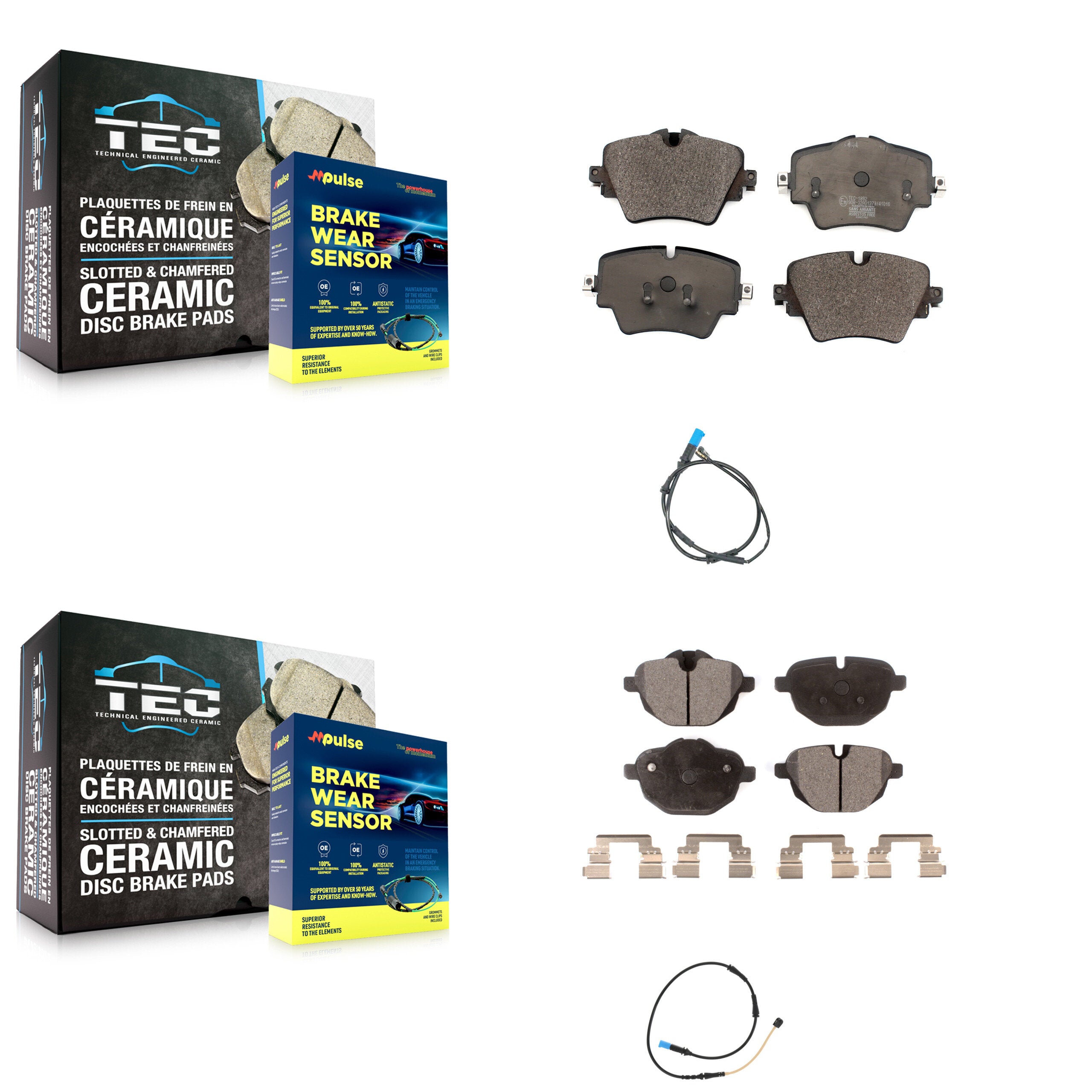 Front Rear Ceramic Disc Brake Pads And Wear Sensors Kit For BMW X4 KTW-100274