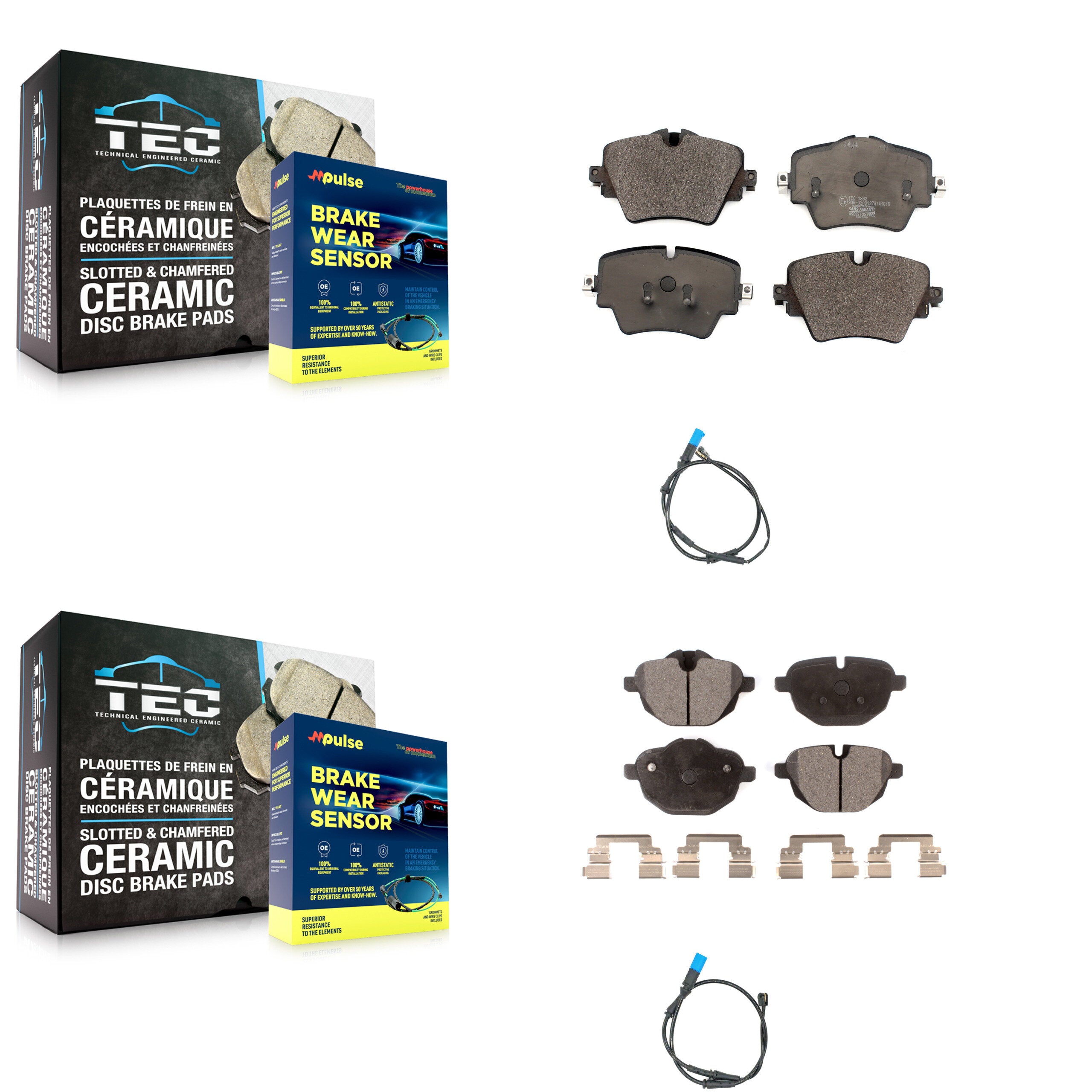 Front Rear Ceramic Disc Brake Pads And Wear Sensors Kit For BMW X3 KTW-100277