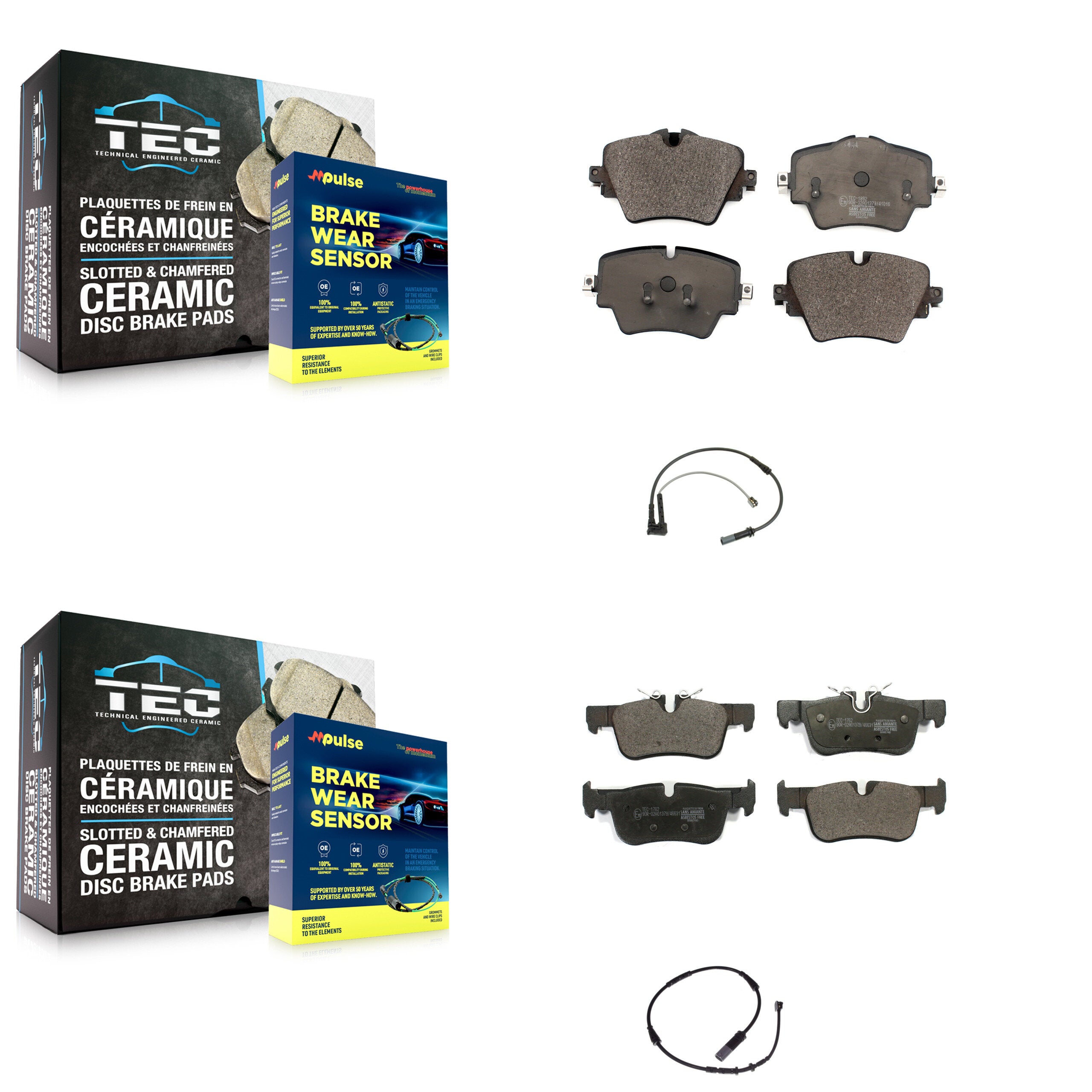 Front Rear Ceramic Brake Pad & Wear Sensor Kit For BMW X1 Mini Cooper Countryman