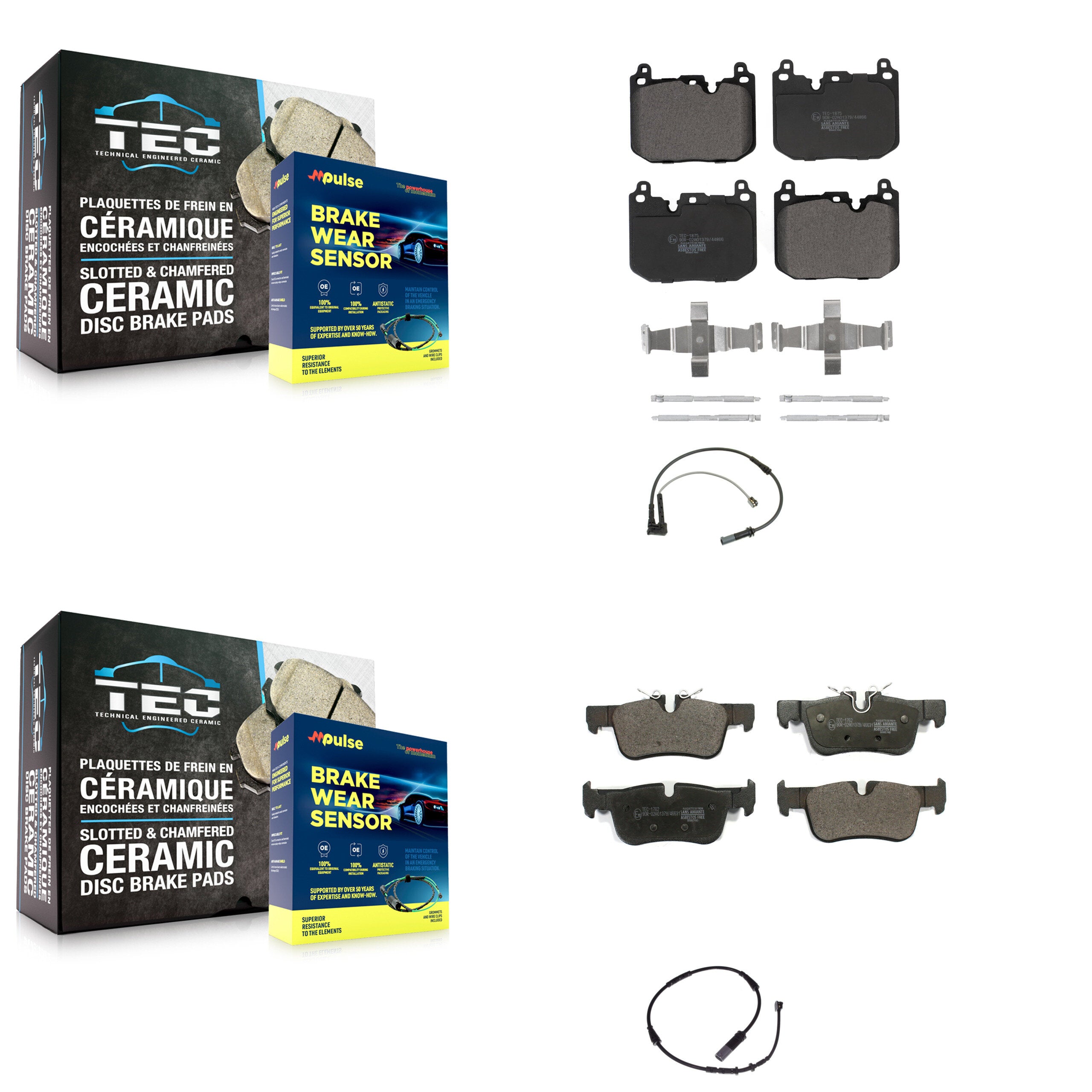 Front Rear Ceramic Brake Pad Wear Sensor Kit For Mini Cooper Countryman BMW 228i