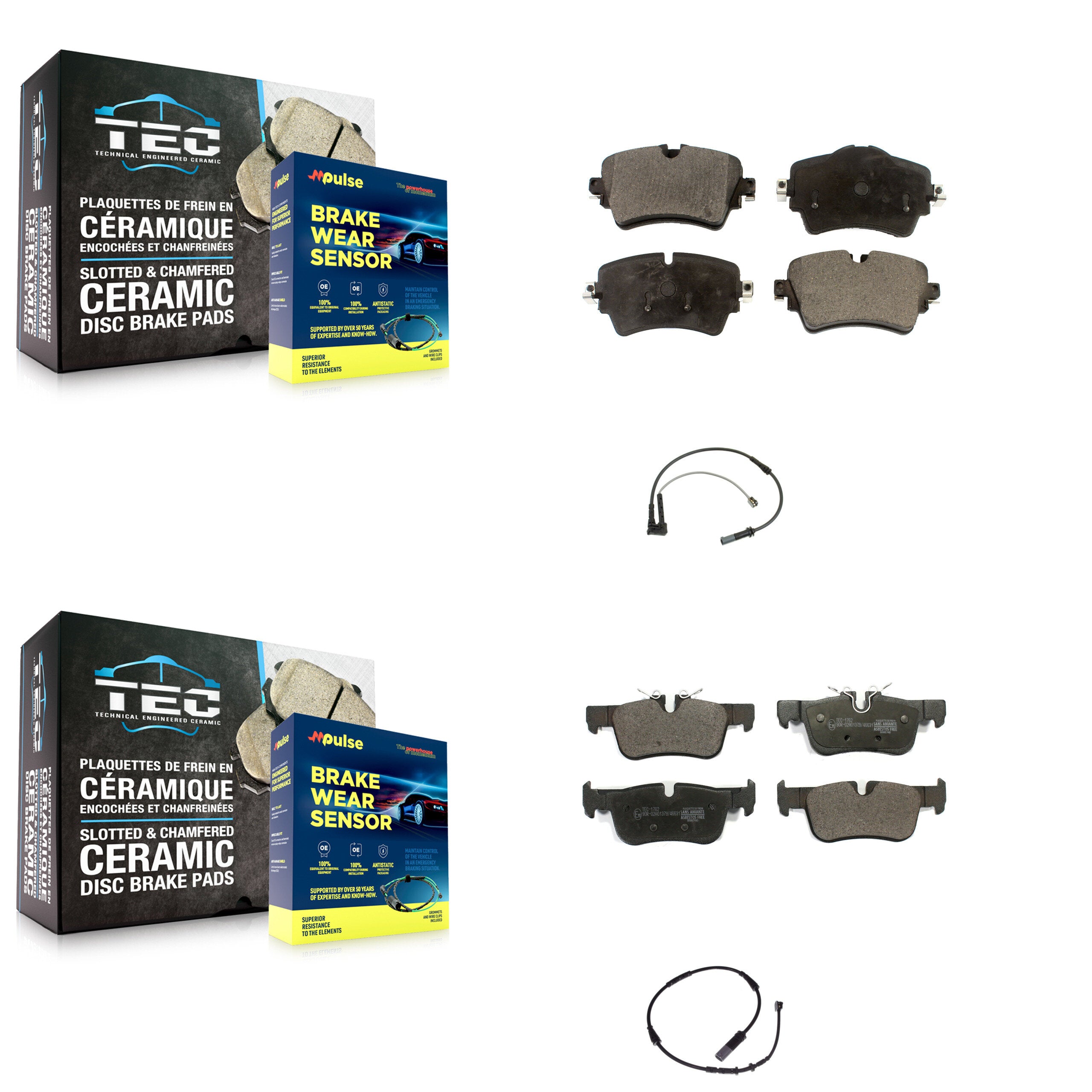 Front Rear Ceramic Disc Brake Pads And Wear Sensors Kit For Mini Cooper Clubman