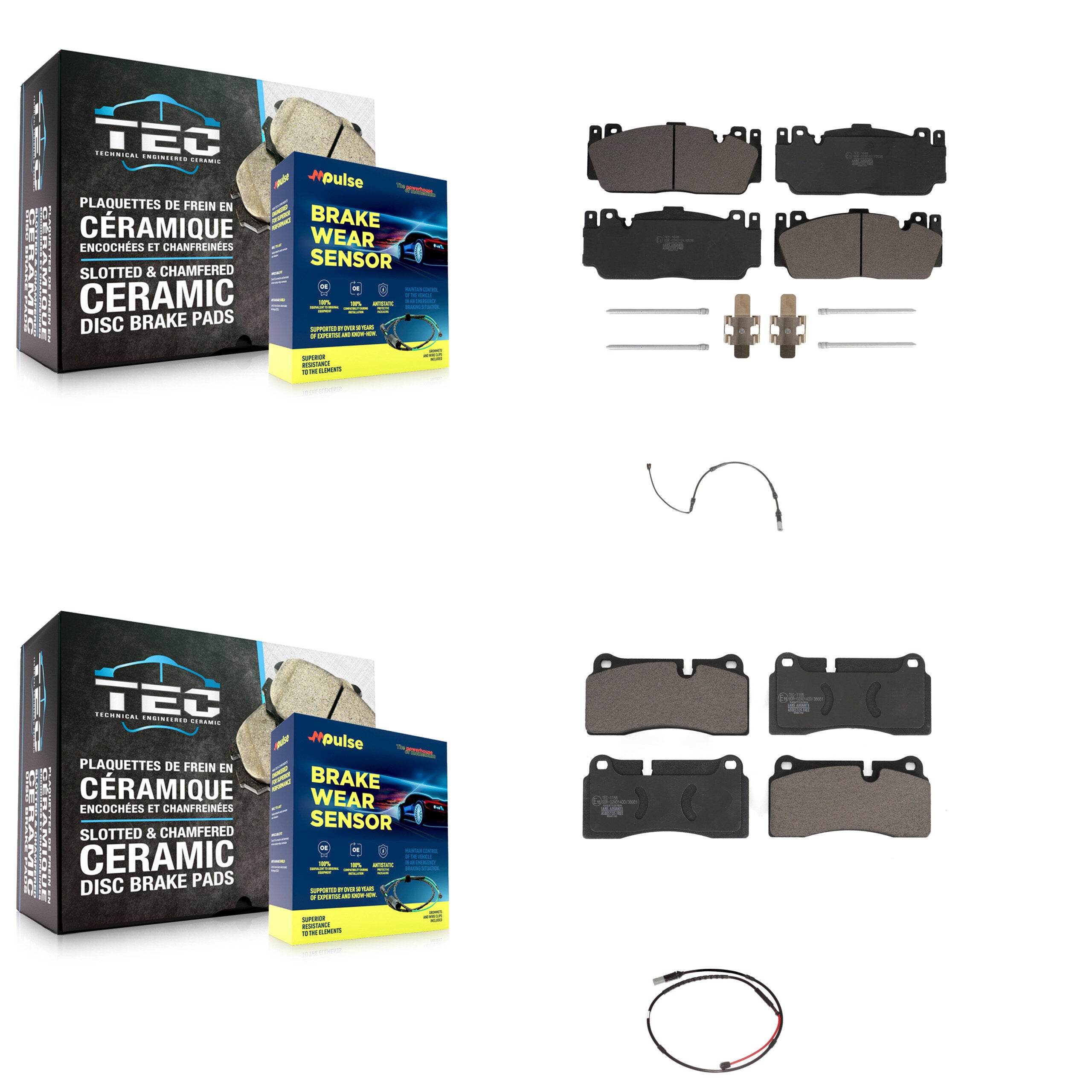 Front Rear Ceramic Disc Brake Pads And Wear Sensors Kit For BMW M3 M2 KTW-100290