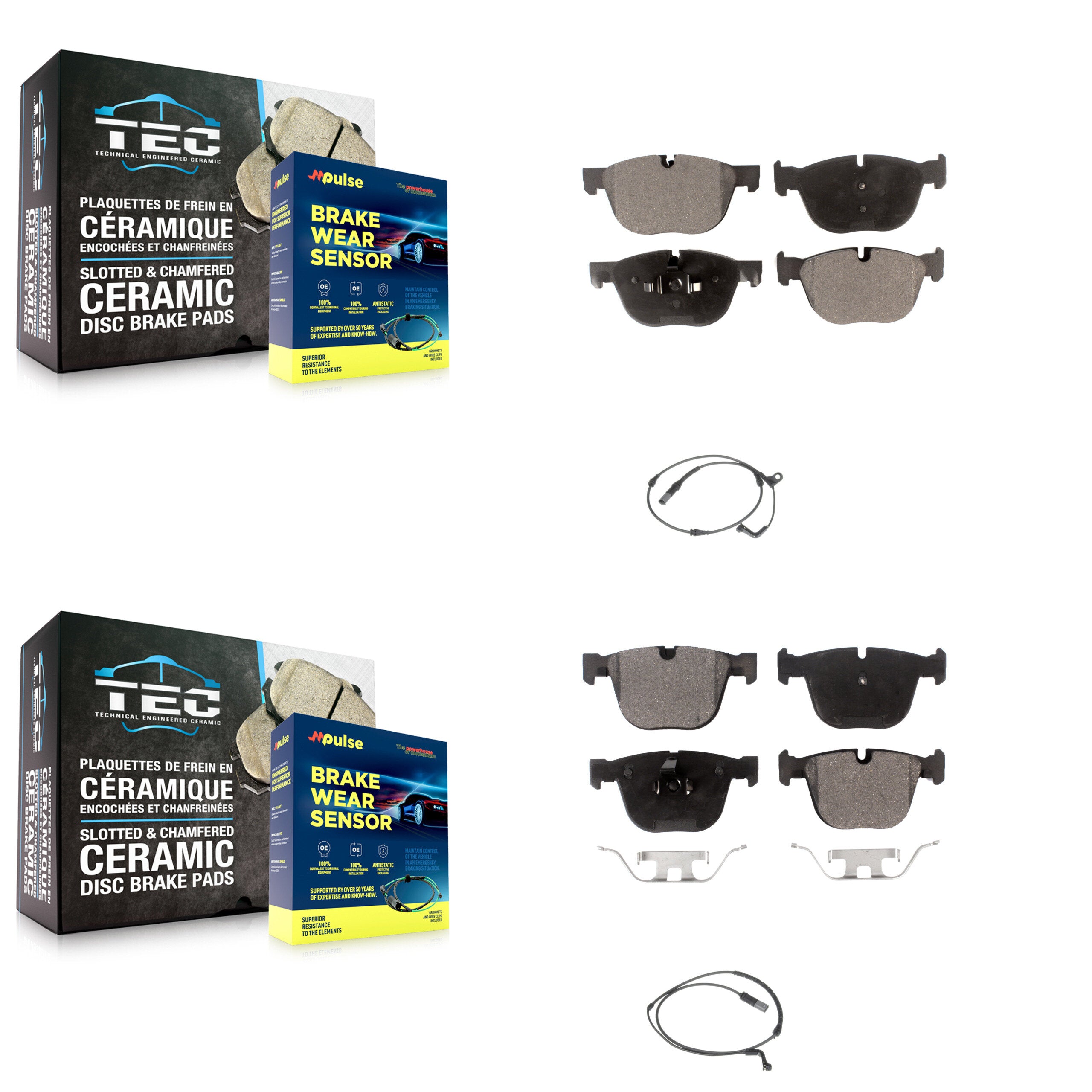 Front Rear Ceramic Disc Brake Pads And Wear Sensors Kit For BMW X5 X6 KTW-100335