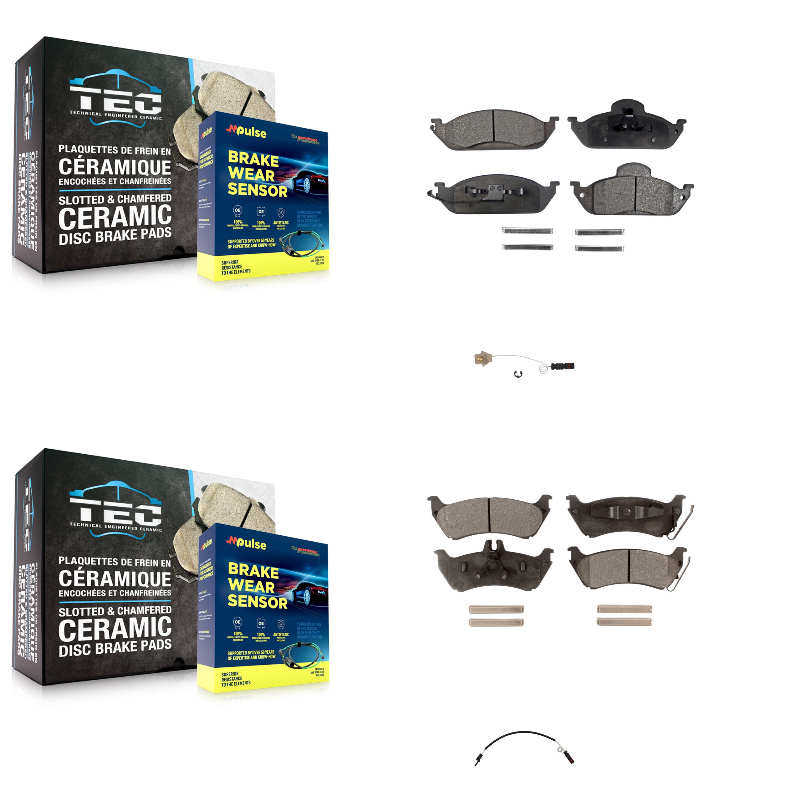 Front Rear Ceramic Brake Pad Wear Sensor Kit For Mercedes-Benz ML320 ML350 ML430