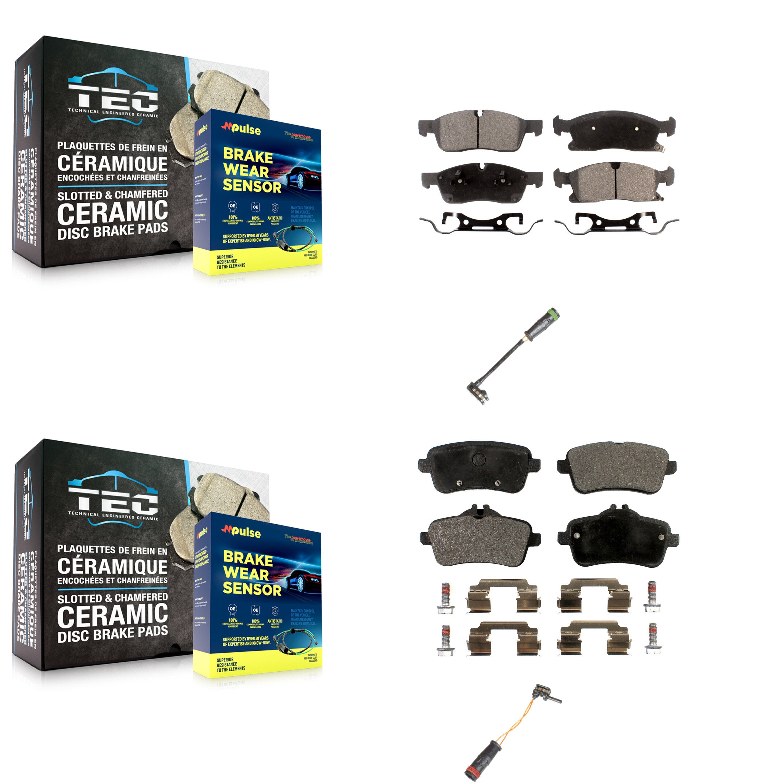 Front Rear Ceramic Disc Brake Pad Wear Sensor Kit For Mercedes-Benz GLE400 GL350