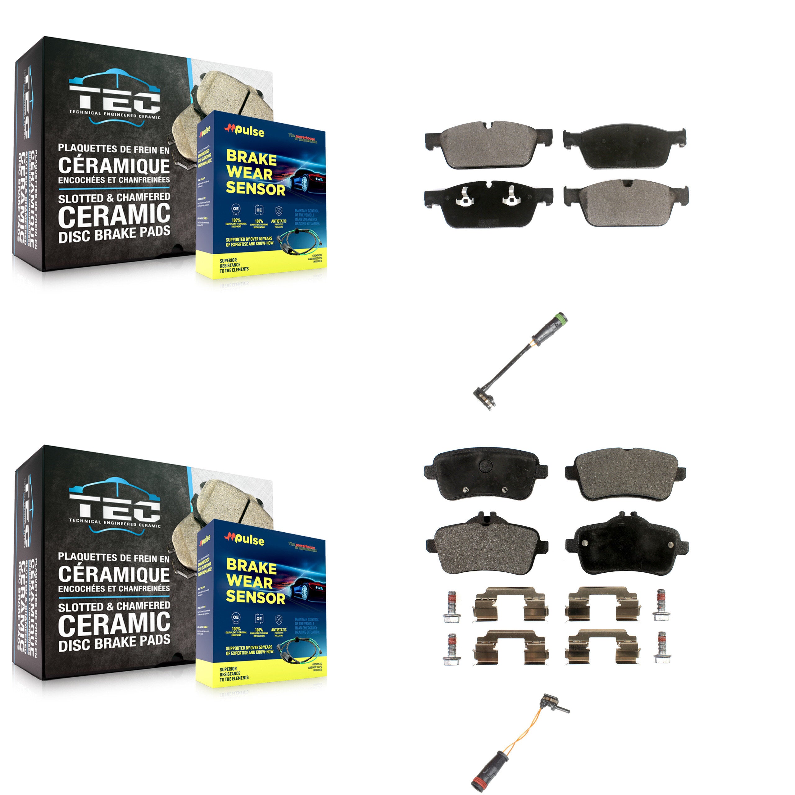 Front Rear Ceramic Brake Pad Wear Sensor Kit For Mercedes-Benz GL350 GL550 GL450