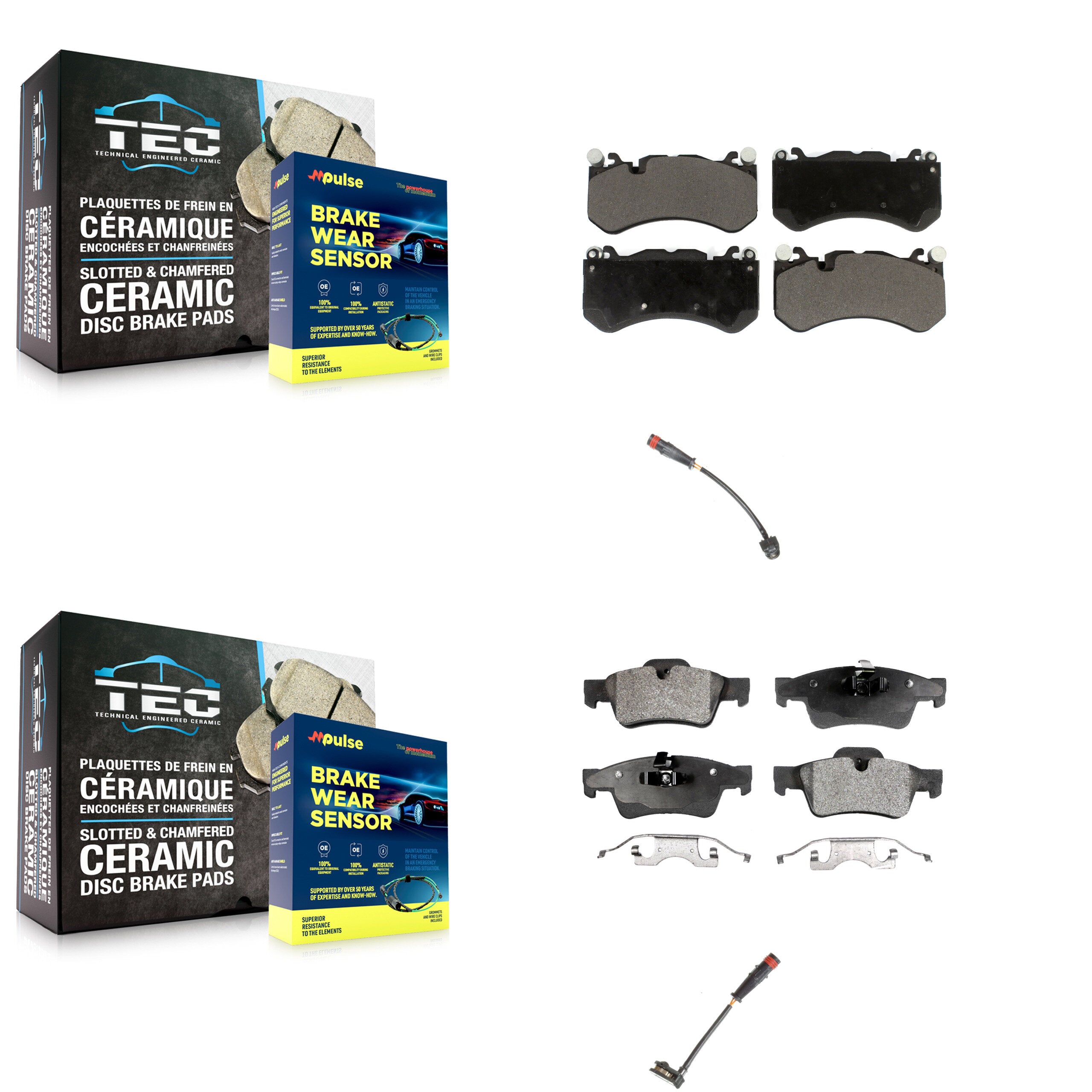 Front Rear Ceramic Disc Brake Pads Wear Sensor Kit For Mercedes-Benz G63 AMG G65