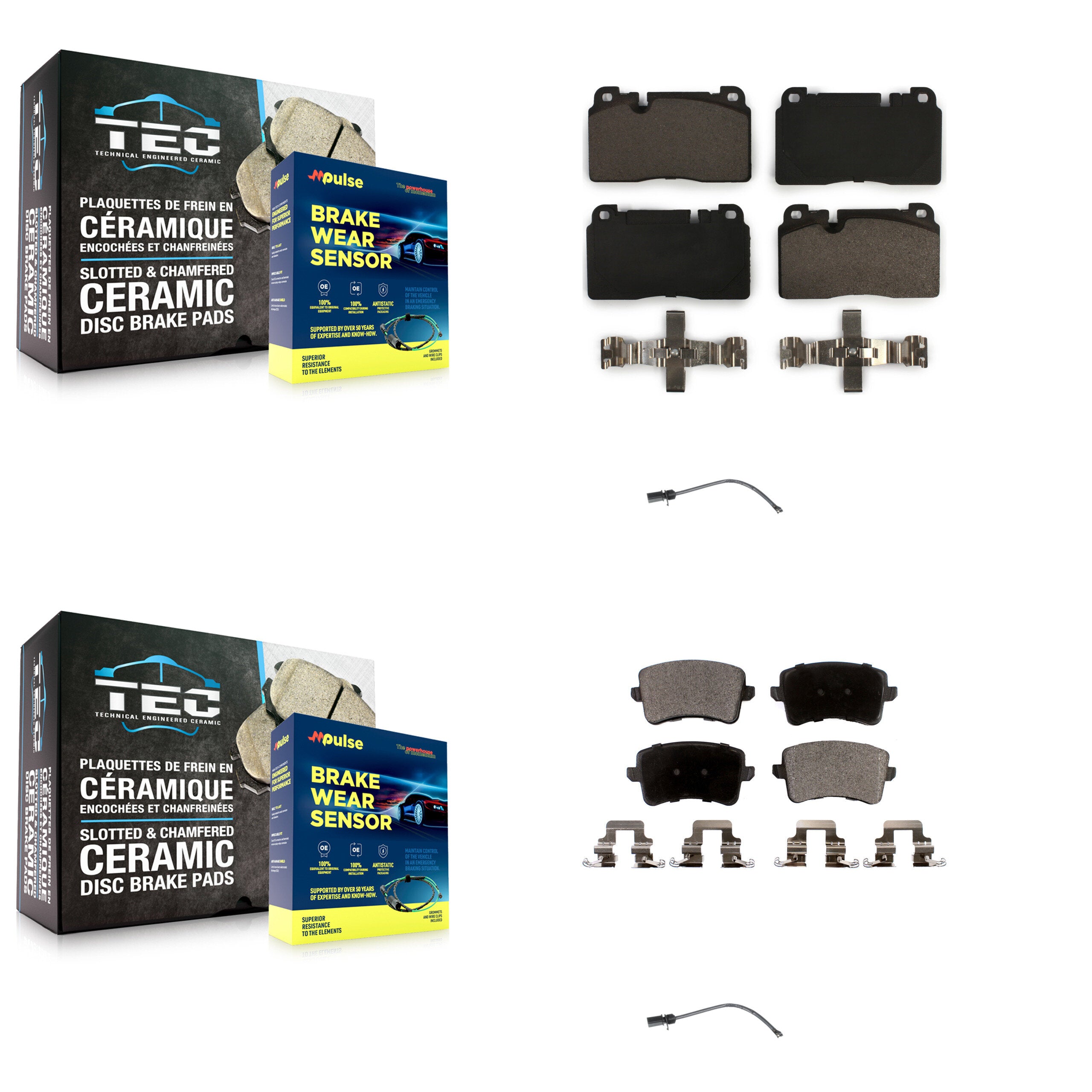 Front Rear Ceramic Disc Brake Pads And Wear Sensors Kit For Audi Q5 To 5 3 2015