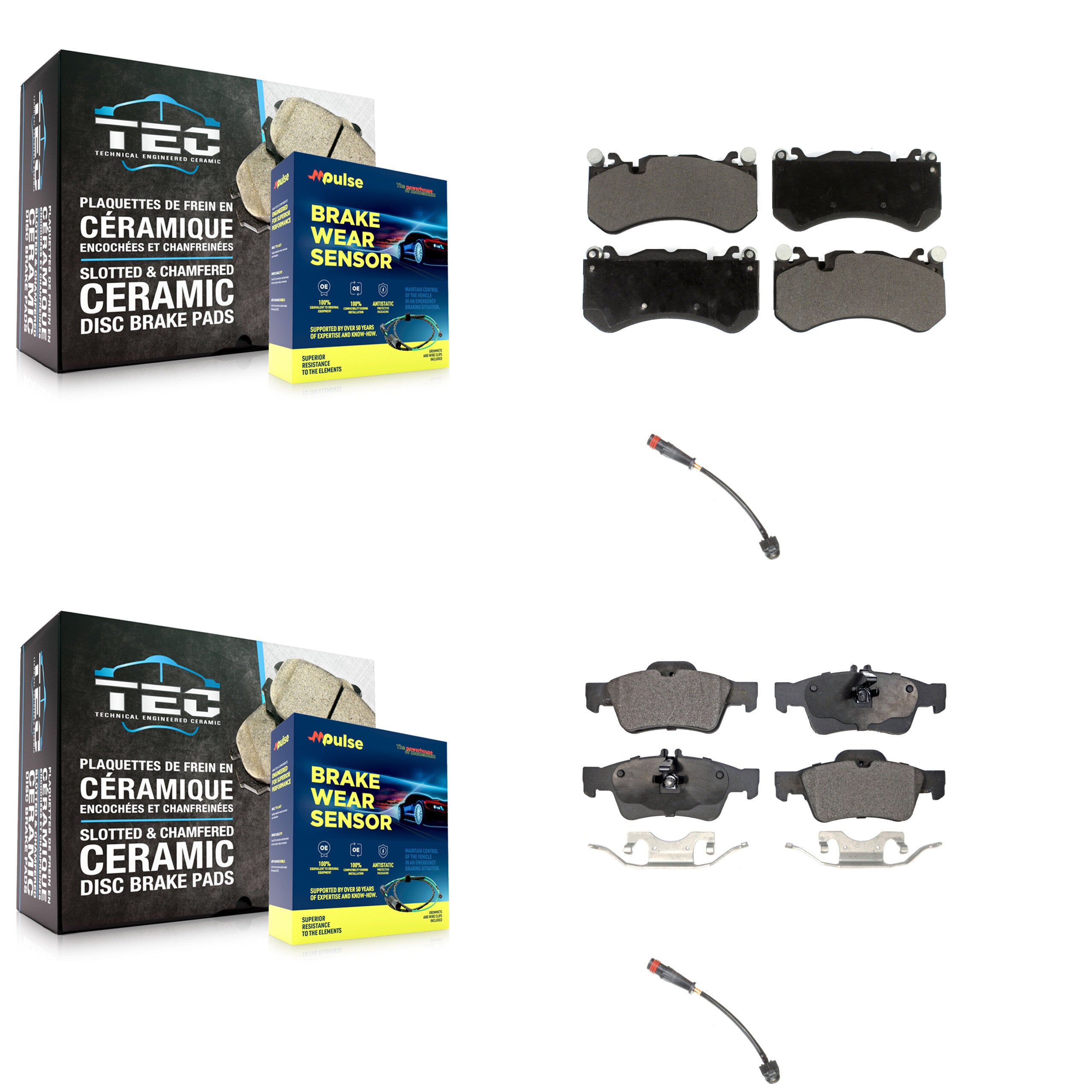 Front Rear Ceramic Brake Pad And Wear Sensor Kit For Mercedes-Benz SL63 AMG SL65