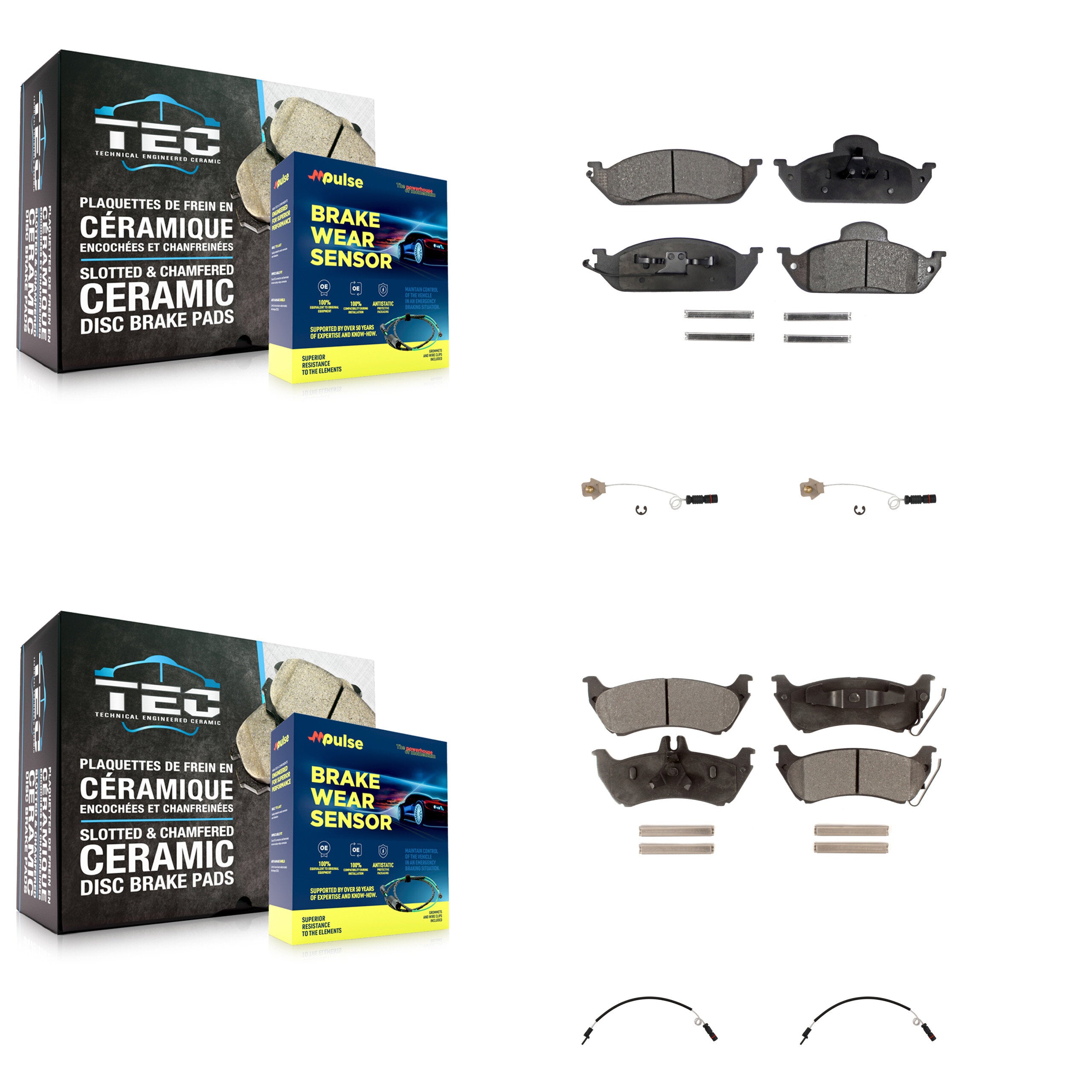 Front Rear Ceramic Brake Pad Wear Sensor Kit For Mercedes-Benz ML320 ML350 ML430