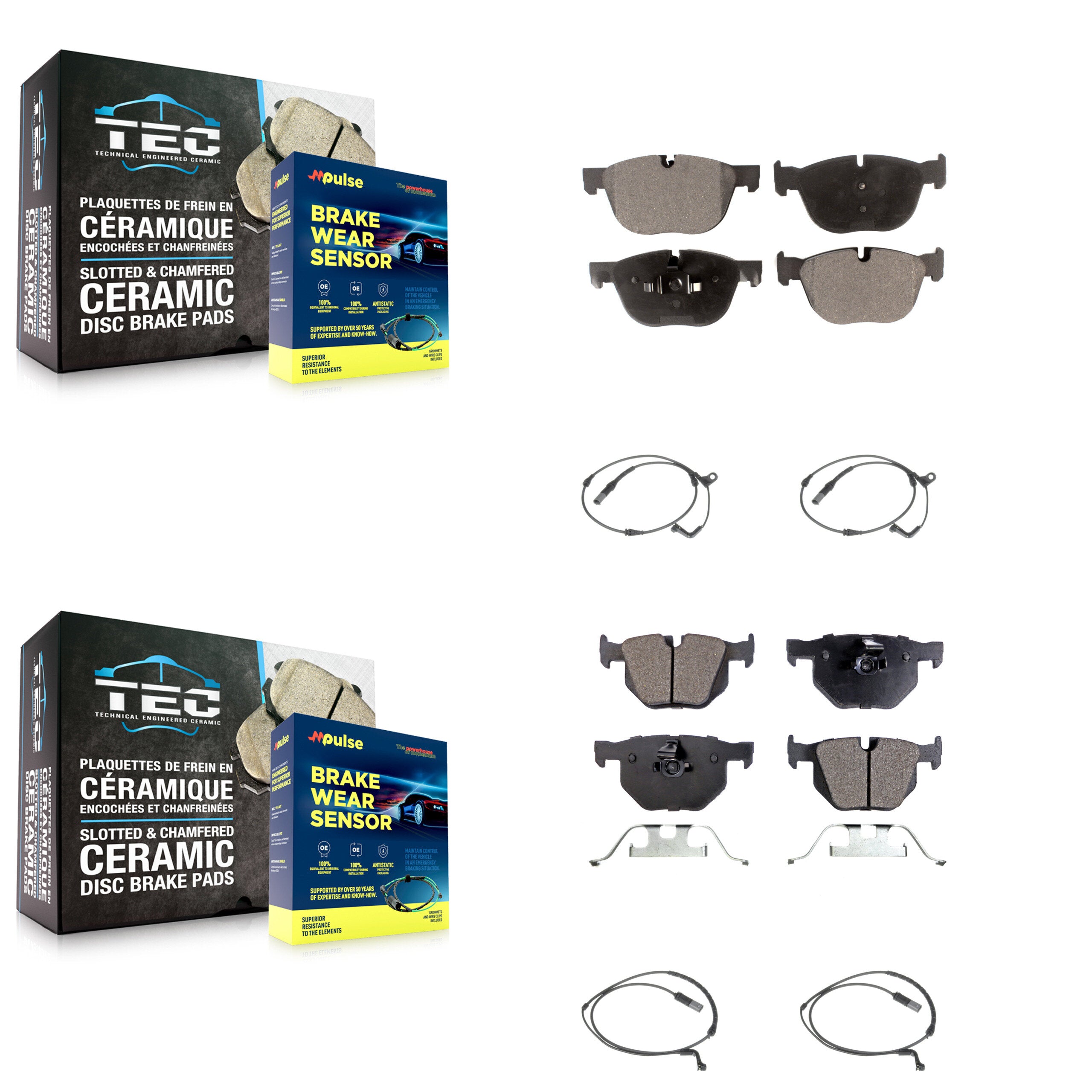 Front Rear Ceramic Disc Brake Pads And Wear Sensors Kit For BMW X5 X6 KTW-100473