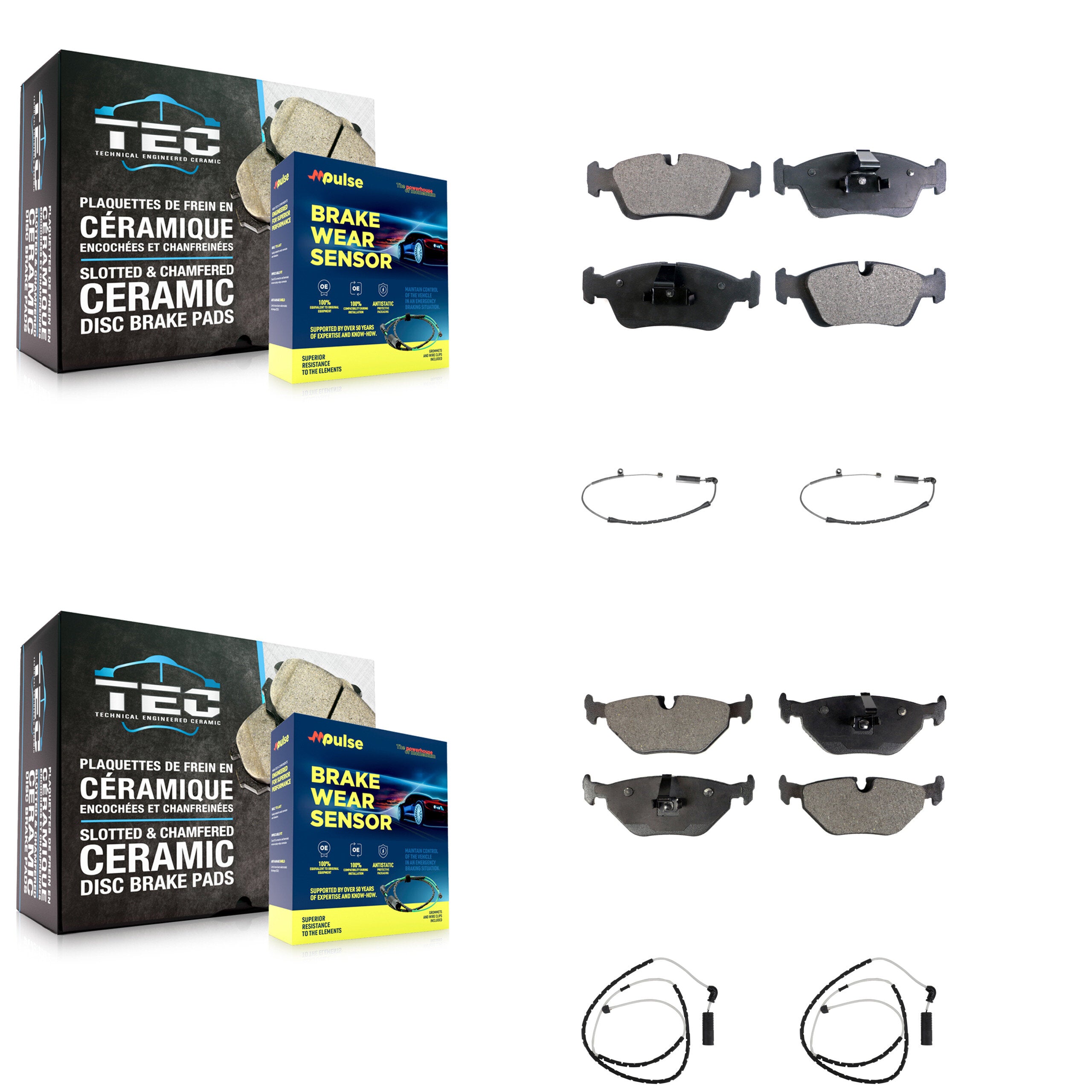 Front Rear Ceramic Disc Brake Pads And Wear Sensors Kit For BMW Z4 KTW-100522