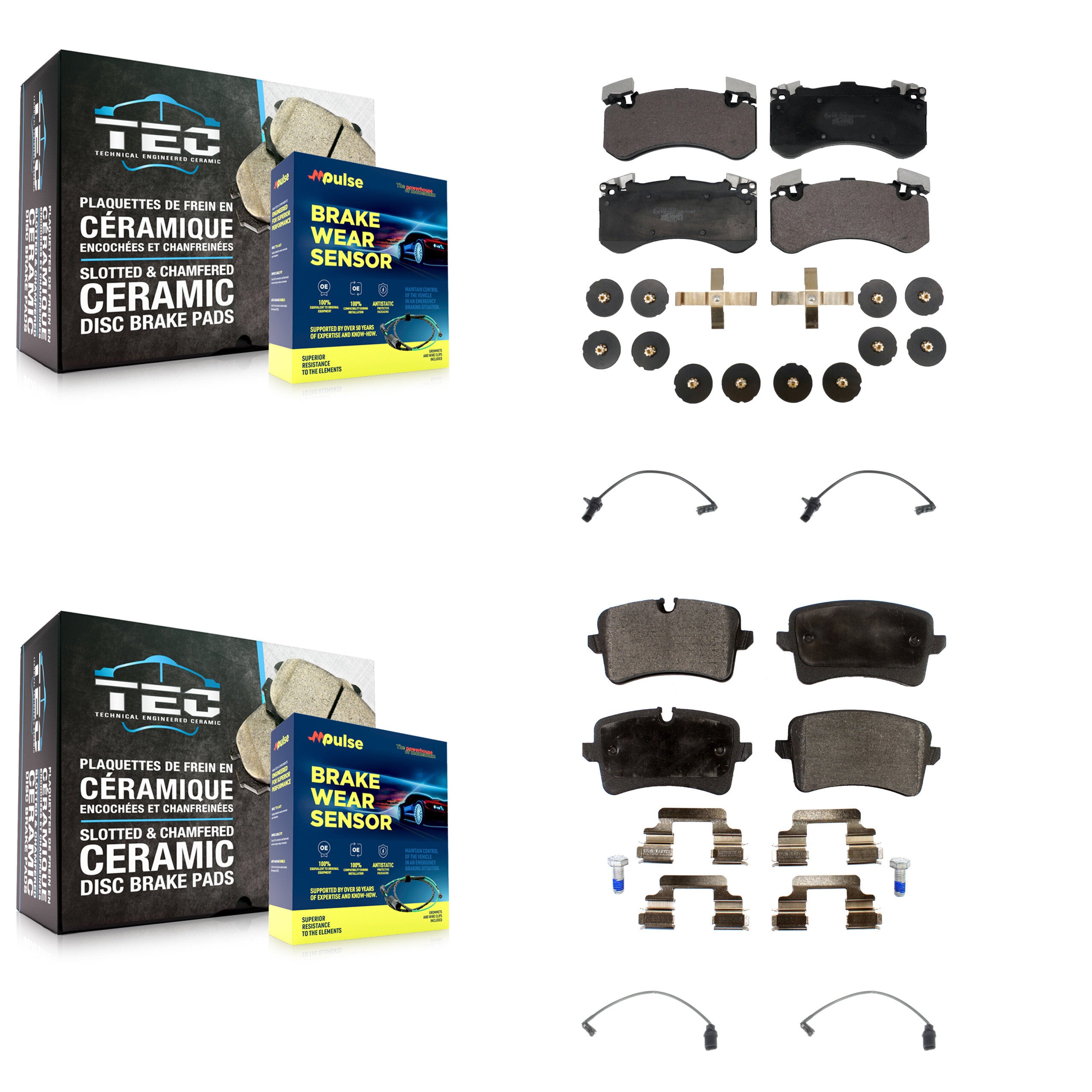 Front Rear Ceramic Disc Brake Pads And Wear Sensors Kit For Audi S6 S7