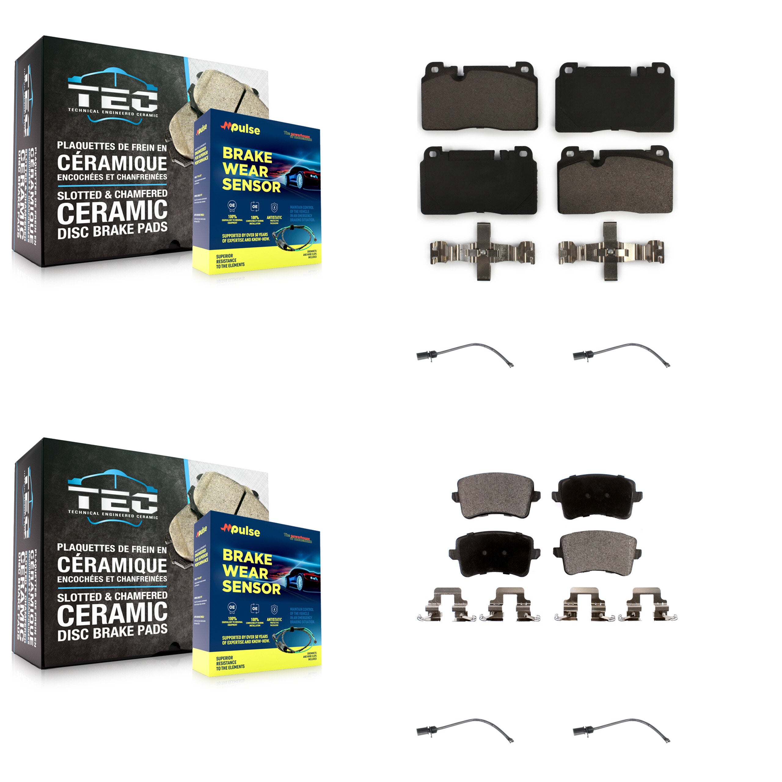 Front Rear Ceramic Disc Brake Pads And Wear Sensors Kit For Audi Q5 To 5 3 2015