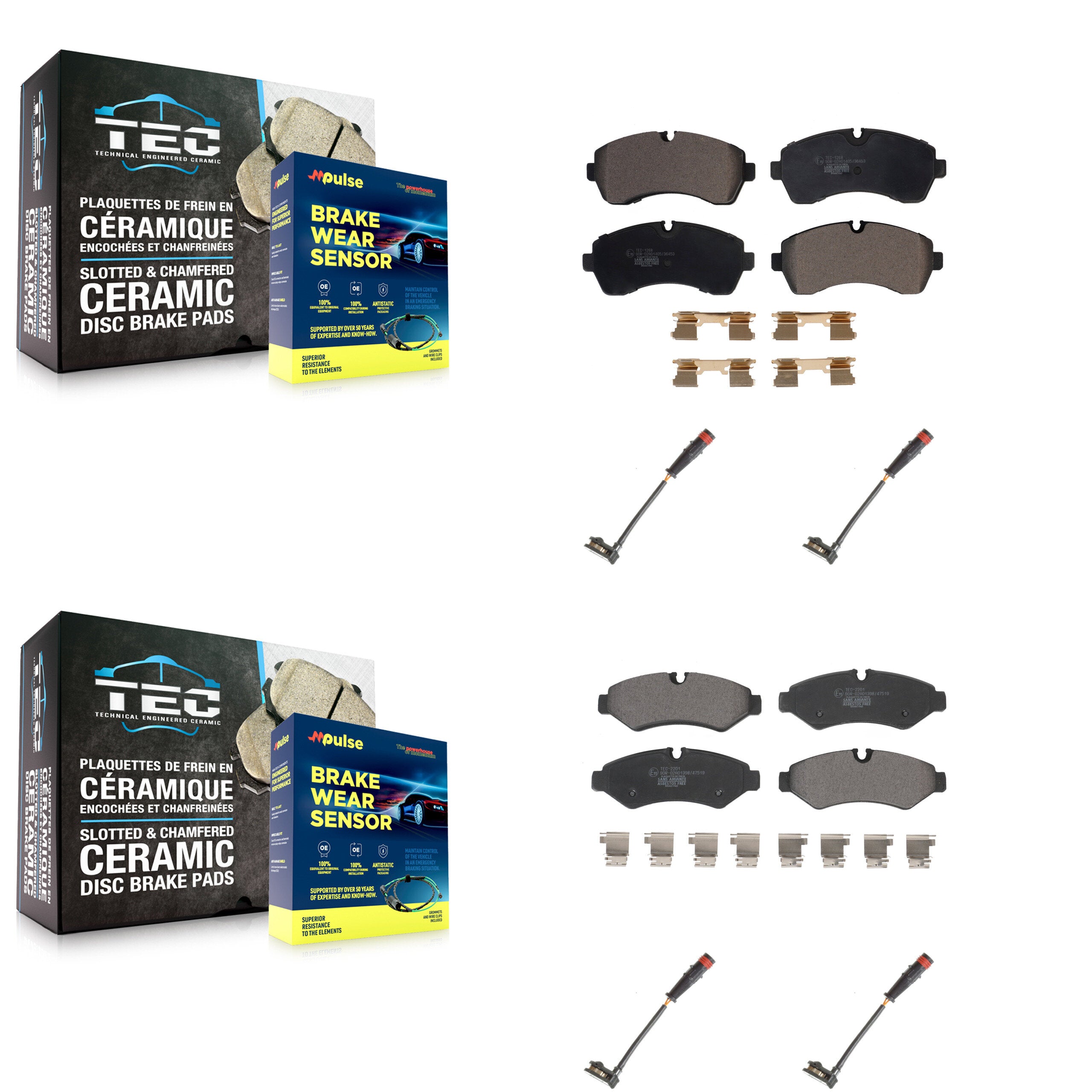 Front Rear Ceramic Brake Pad And Wear Sensor Kit For Mercedes-Benz Sprinter 2500