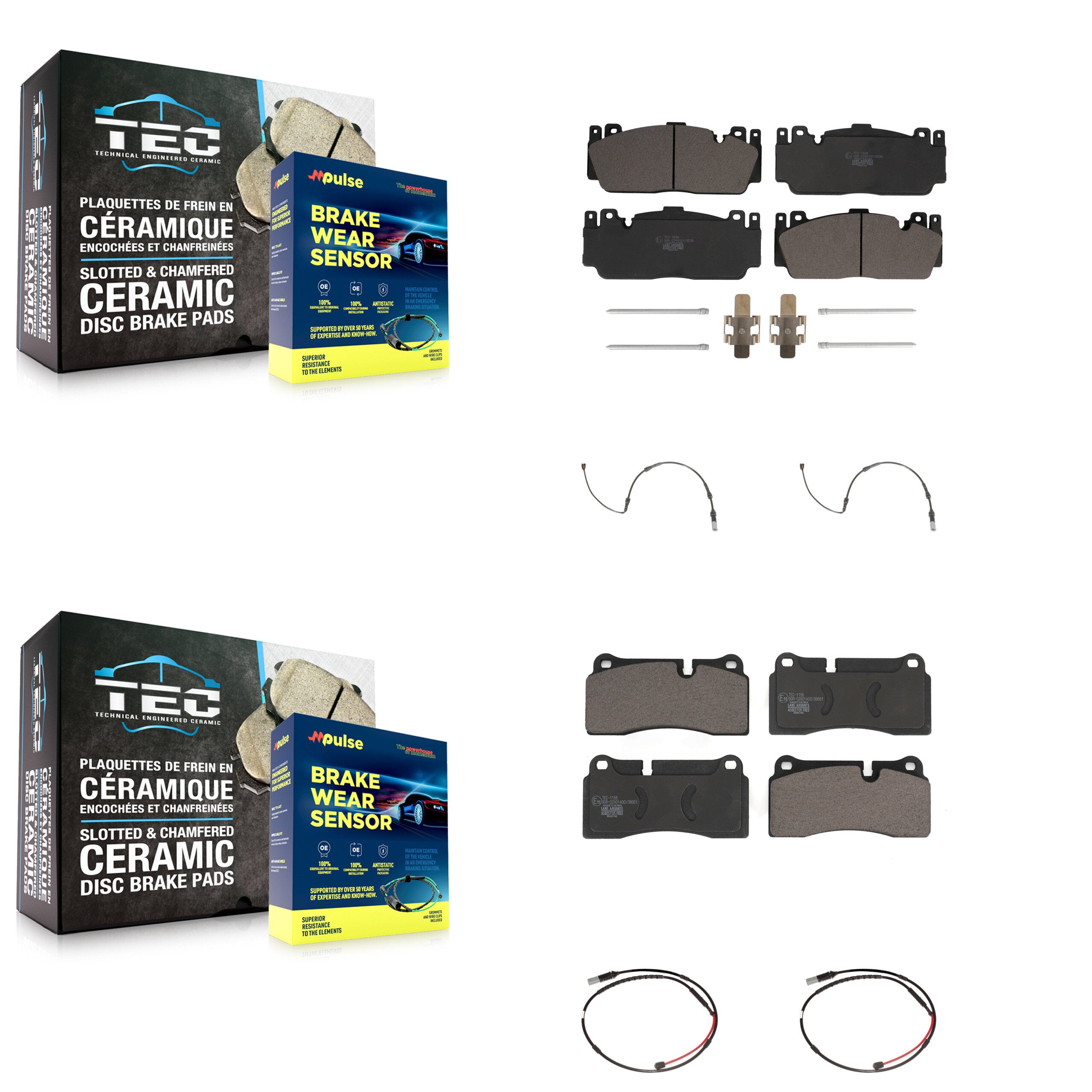 Front Rear Ceramic Disc Brake Pads And Wear Sensors Kit For BMW M3 M2 KTW-100655