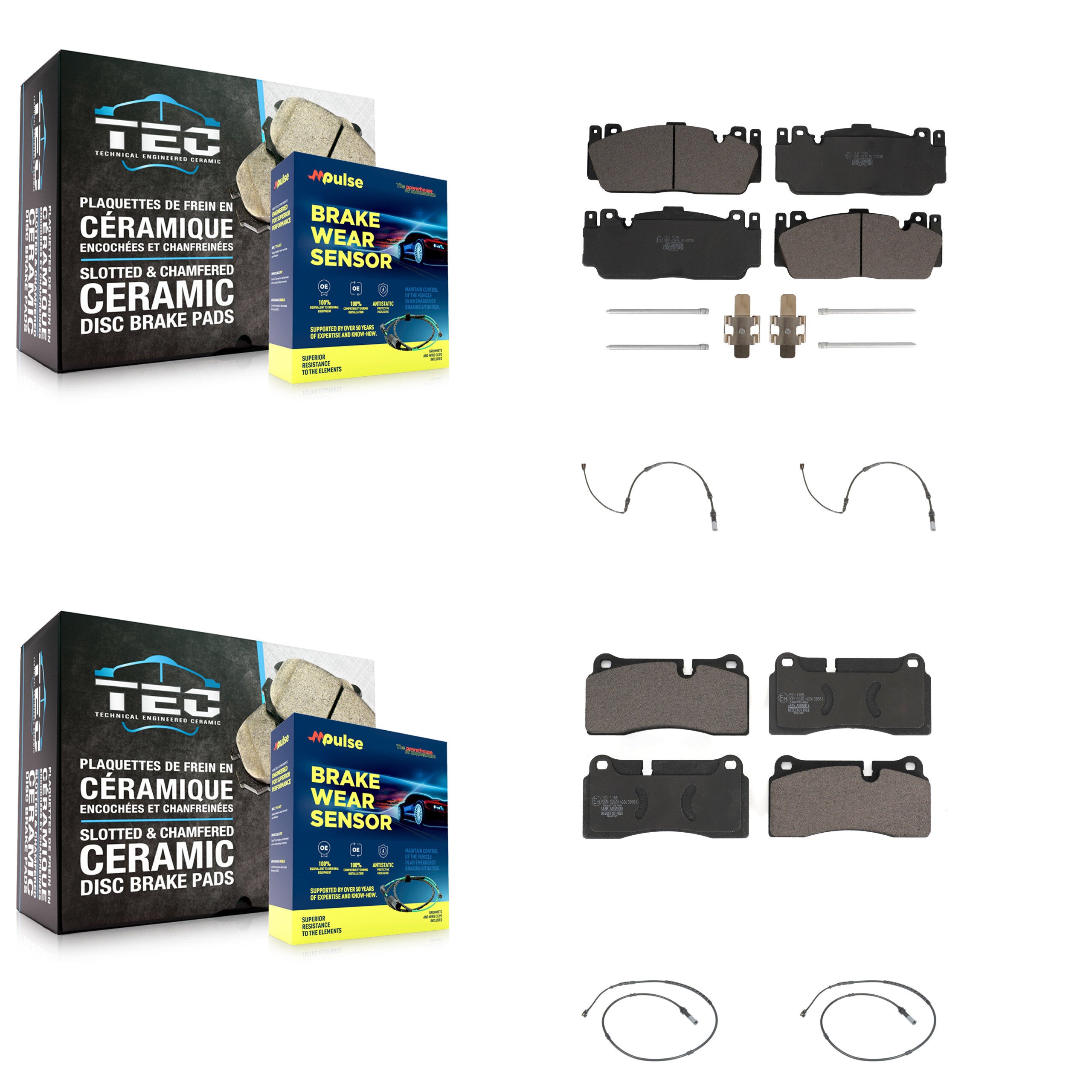 Front Rear Ceramic Disc Brake Pads And Wear Sensors Kit For BMW M2 KTW-100656