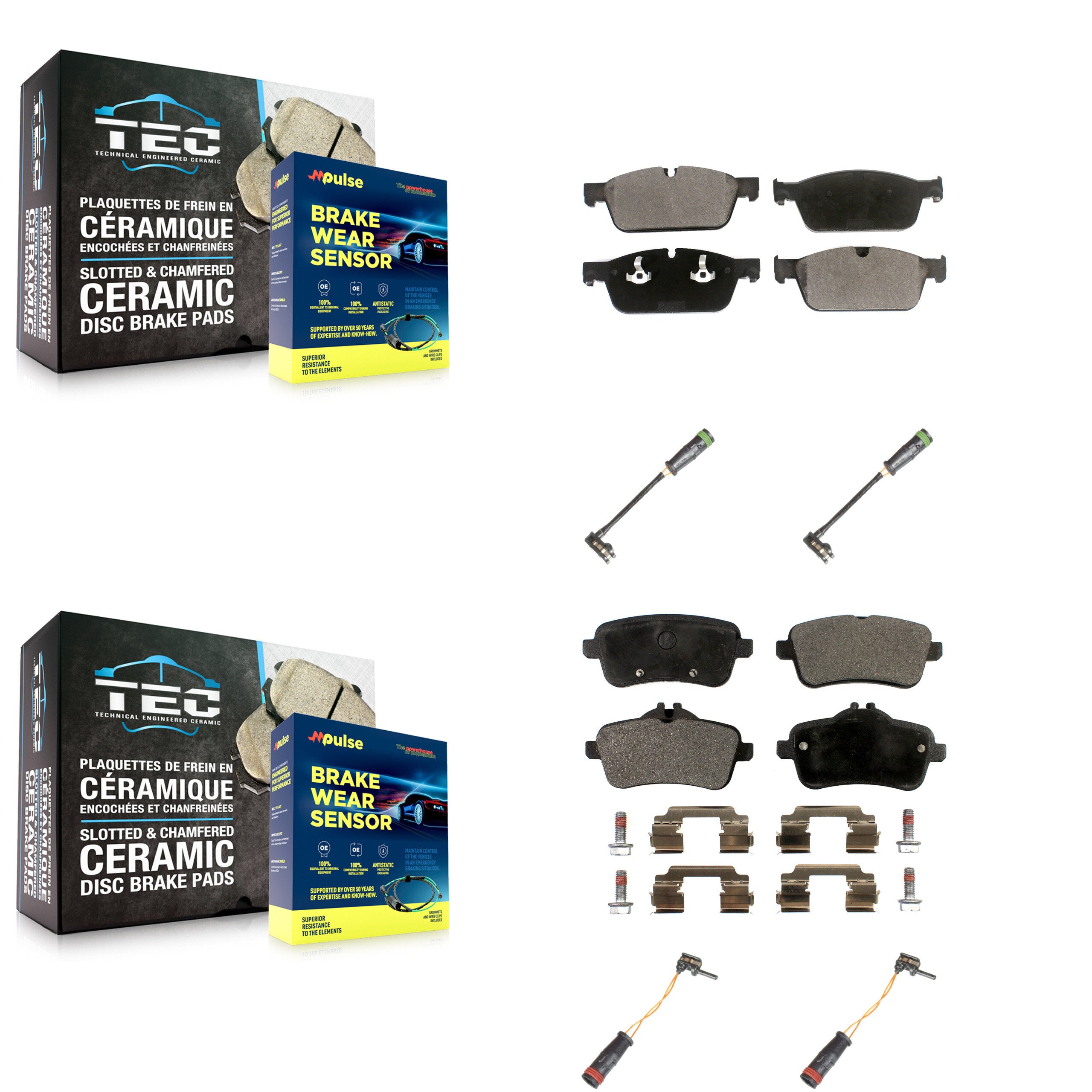Front Rear Ceramic Brake Pad Wear Sensor Kit For Mercedes-Benz GL350 GL550 GL450