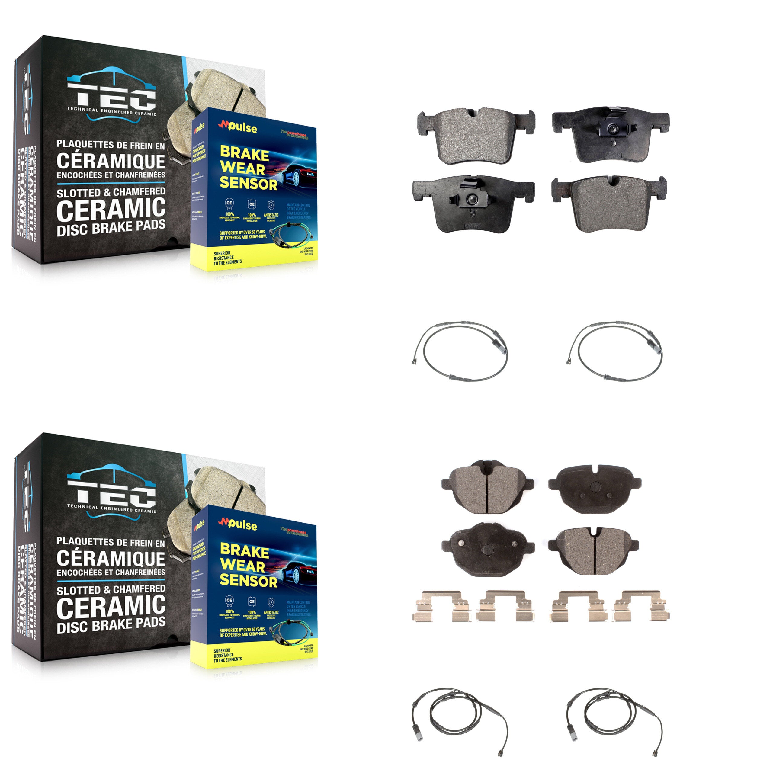 Front Rear Ceramic Disc Brake Pads And Wear Sensors Kit For BMW X3 X4 KTW-100696
