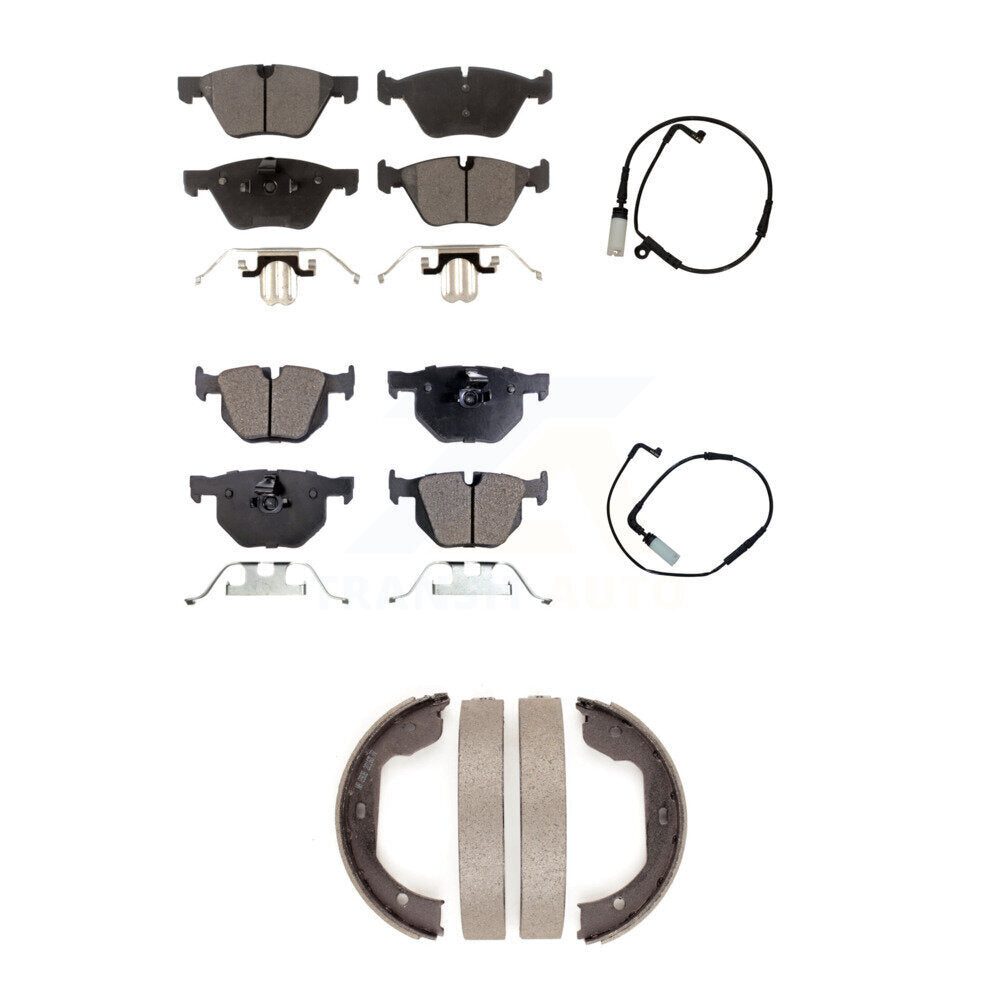Front Rear Ceramic Disc Brake Pads And Wear Sensors Kit (5Pc) For BMW 525i