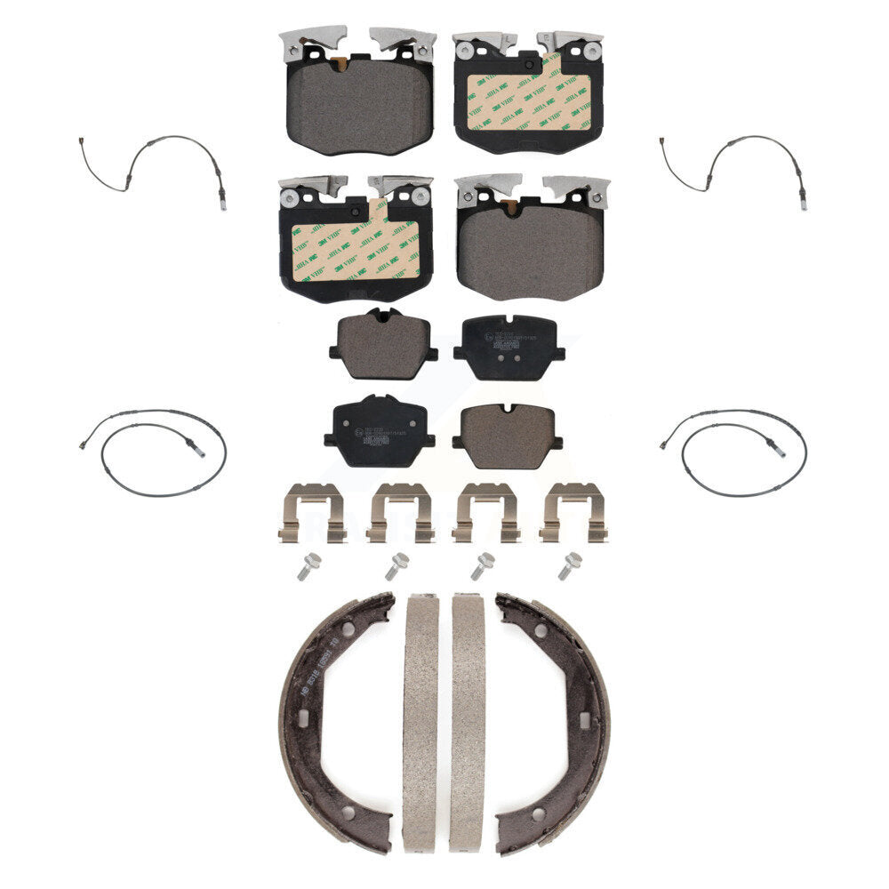 Front Rear Ceramic Brake Pads Wear Sensor Kit (7Pc) For 19 BMW 330i xDrive Wagon