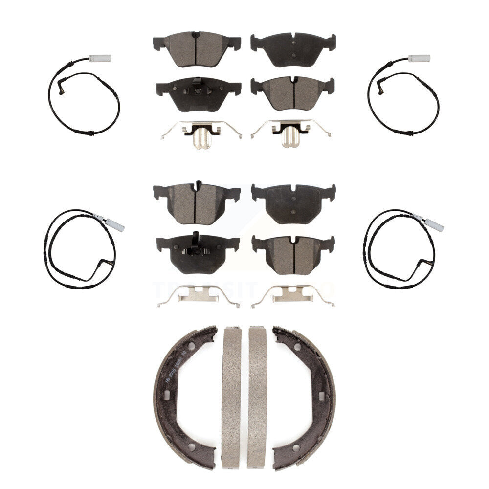 Front Rear Ceramic Disc Brake Pads And Wear Sensors Kit (7Pc) For 2006 BMW 330i