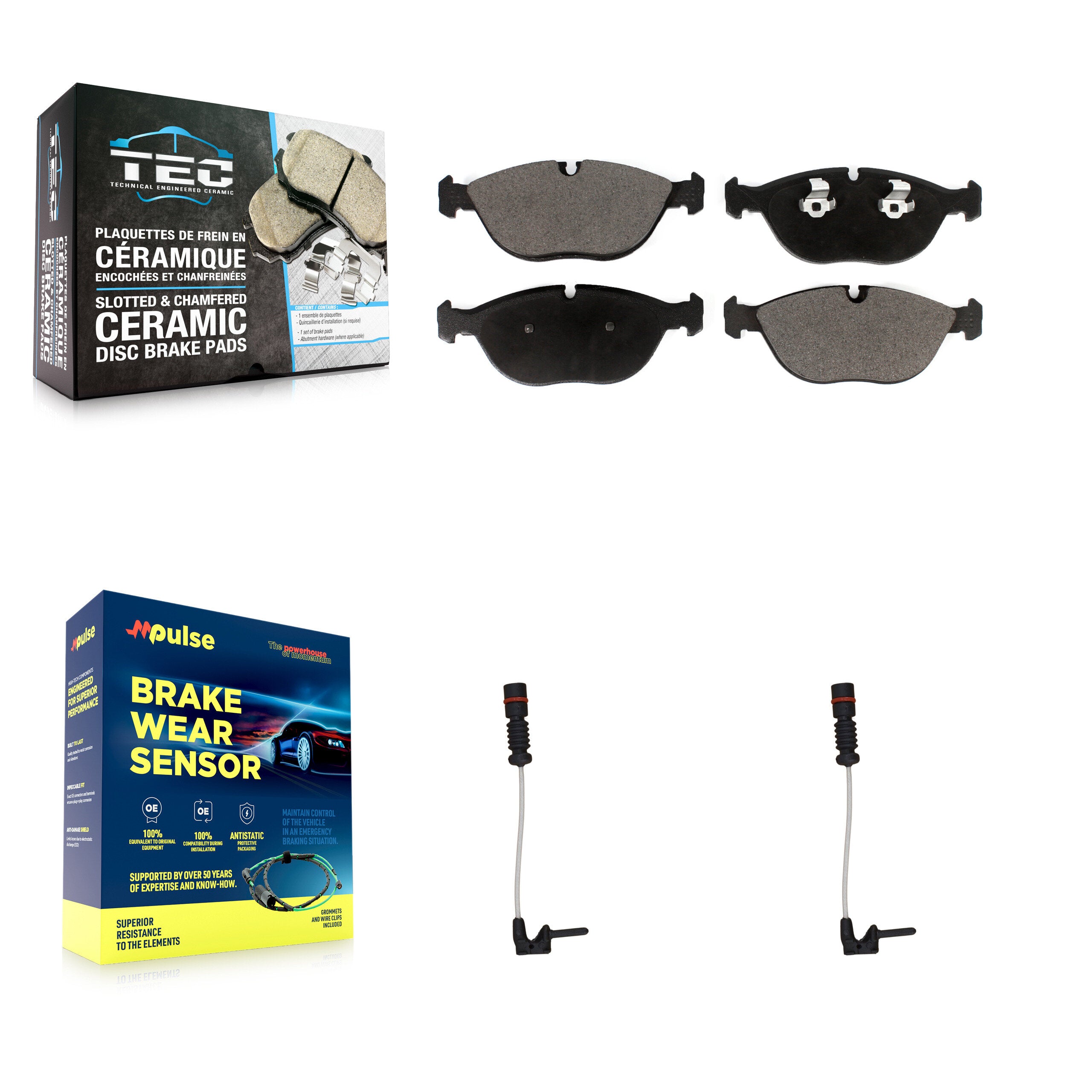 Front Ceramic Disc Brake Pads And Wear Sensors Kit For Mercedes-Benz E430