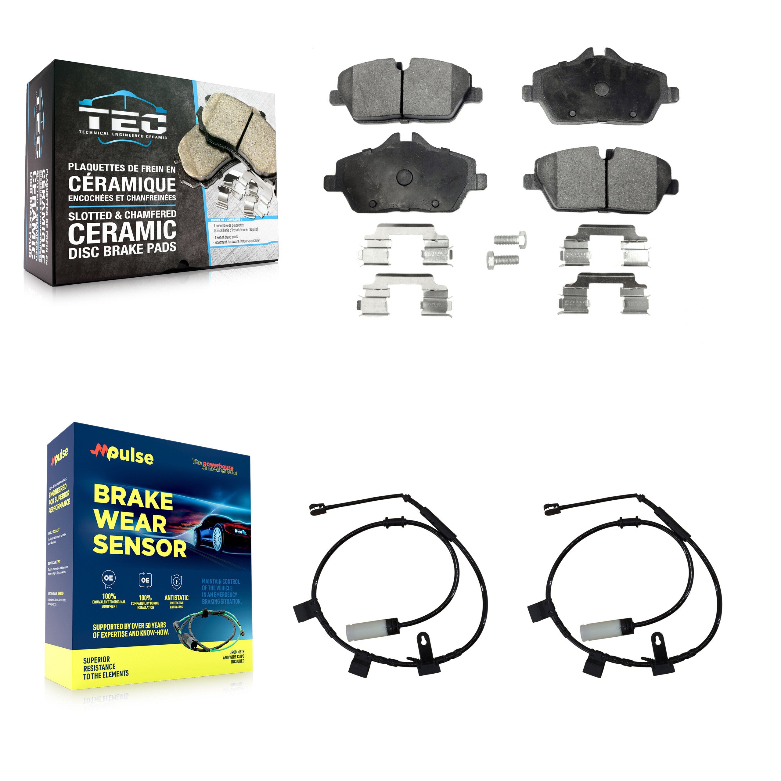 Front Ceramic Disc Brake Pads And Wear Sensors Kit For Mini Cooper KTW-100867