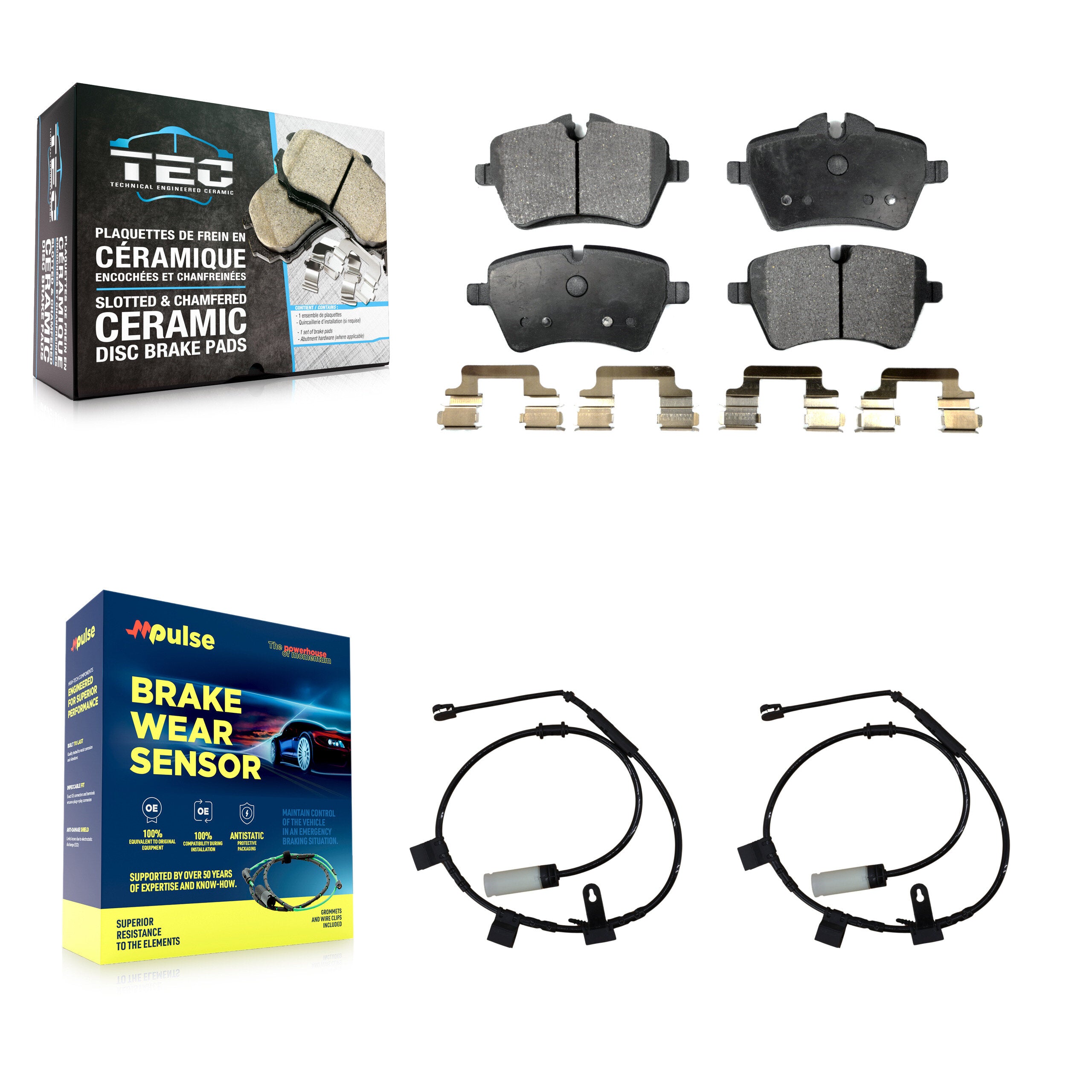 Front Ceramic Disc Brake Pads And Wear Sensors Kit For Mini Cooper KTW-100868
