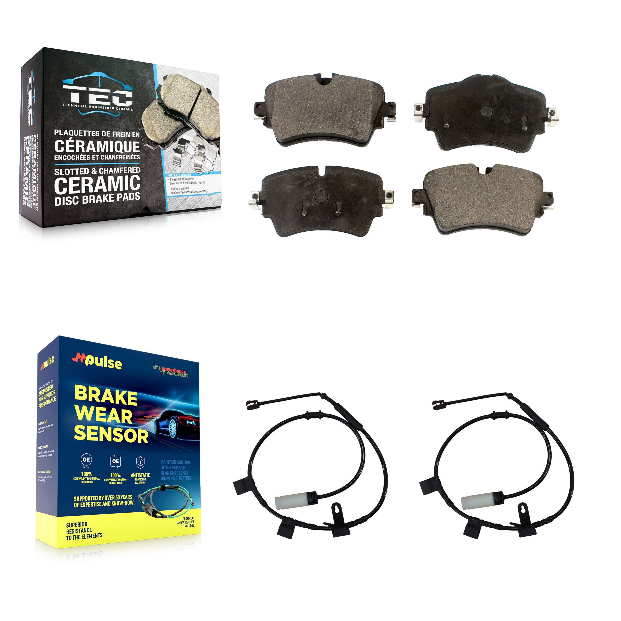 Front Ceramic Disc Brake Pads And Wear Sensors Kit For 2015 Mini Cooper 1.6L