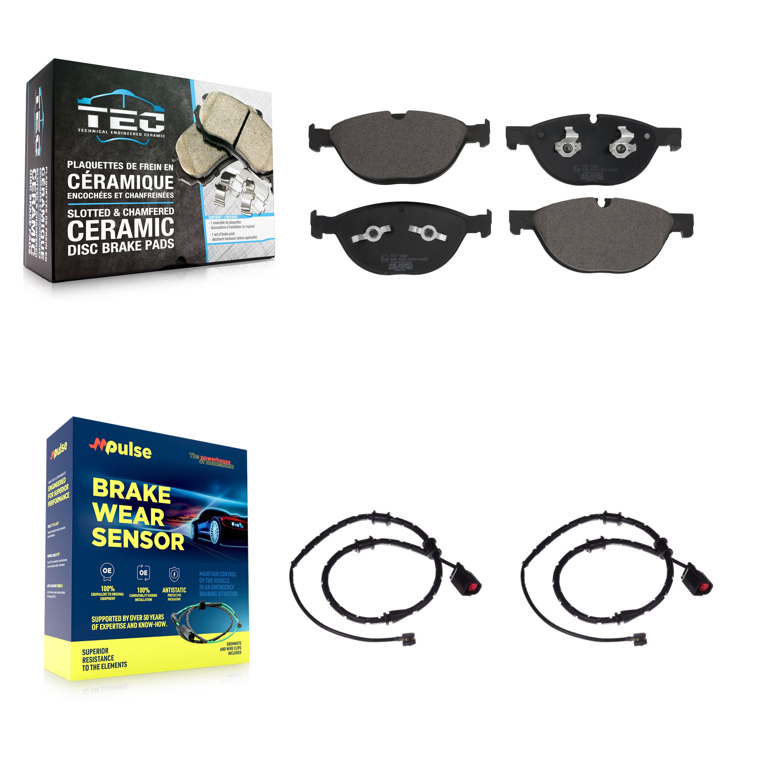 Front Ceramic Disc Brake Pads And Wear Sensors Kit For Jaguar XJ KTW-100892