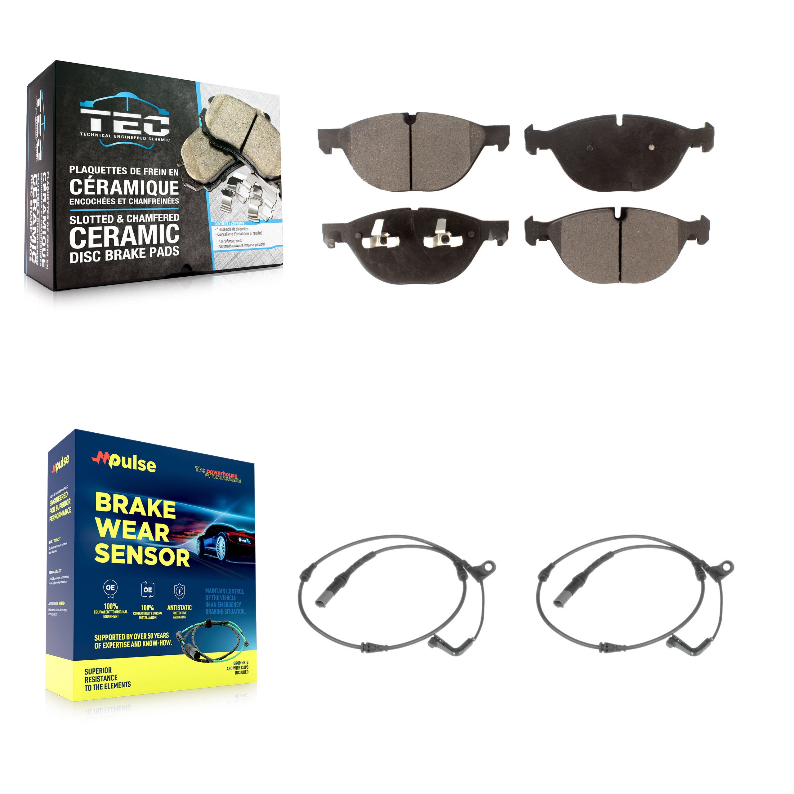 Front Ceramic Disc Brake Pads And Wear Sensors Kit For 2009 BMW X6 xDrive50i