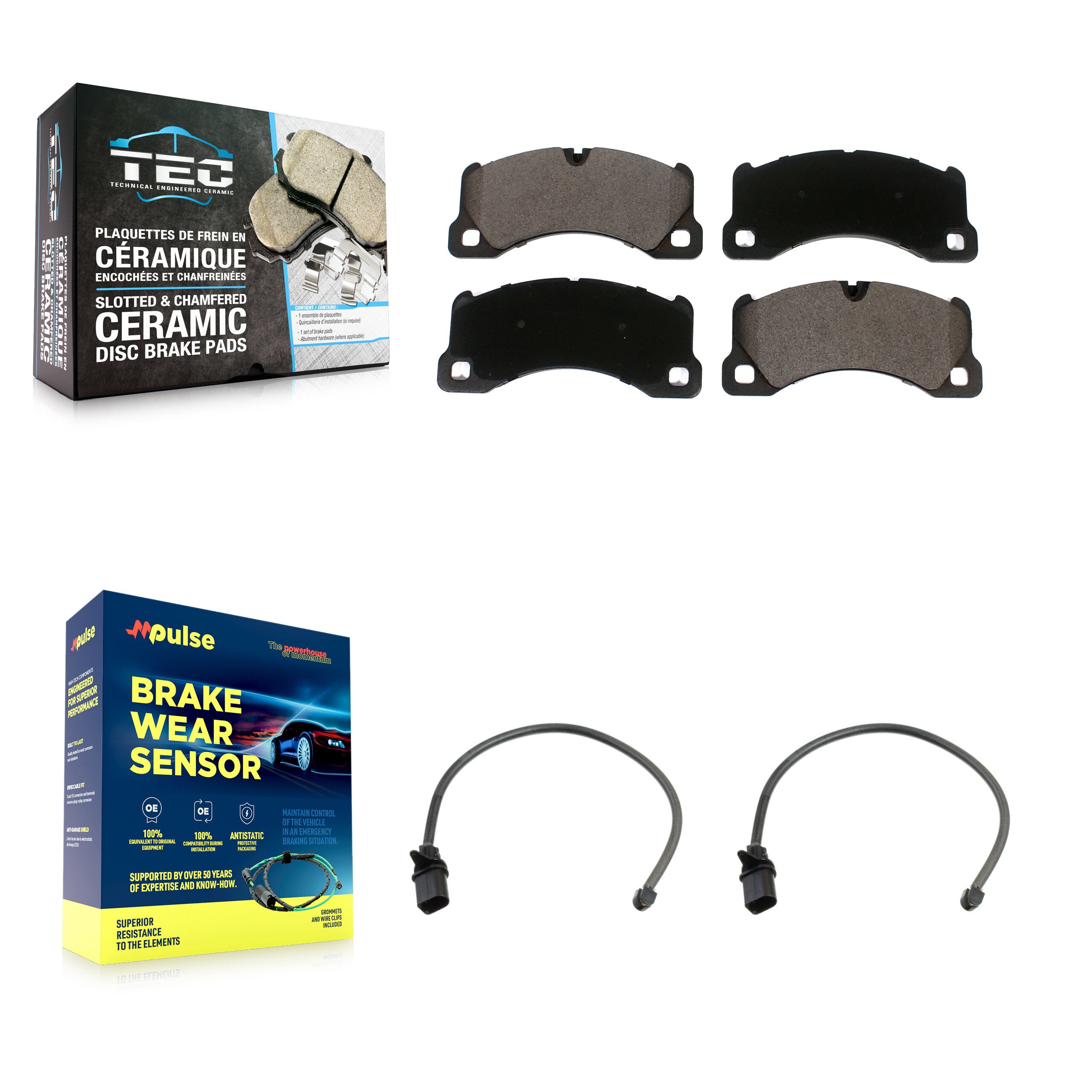 Front Ceramic Disc Brake Pads And Wear Sensors Kit For Porsche Macan KTW-100957