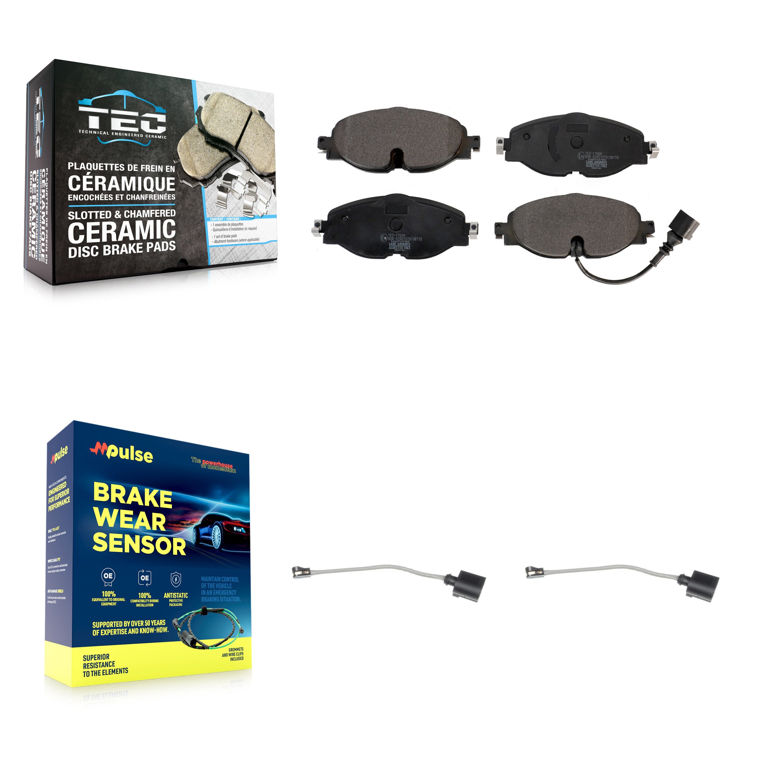 Front Ceramic Brake Pad Extra Wear Sensor Kit For Volkswagen Jetta Golf Taos GTI